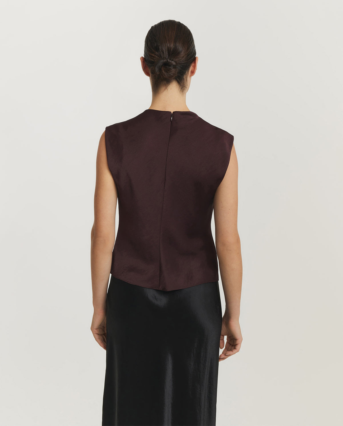 Satin Draped Cowl-Neck Top