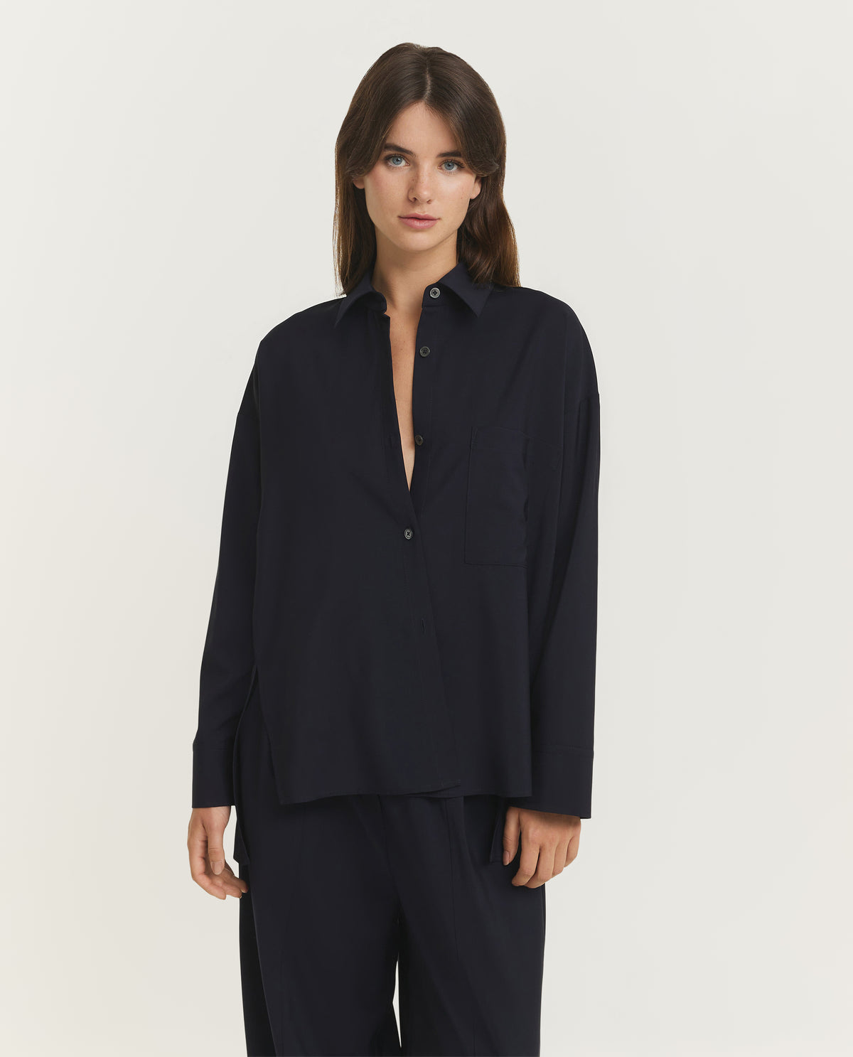 Wollen Shirt - Donkerblauw