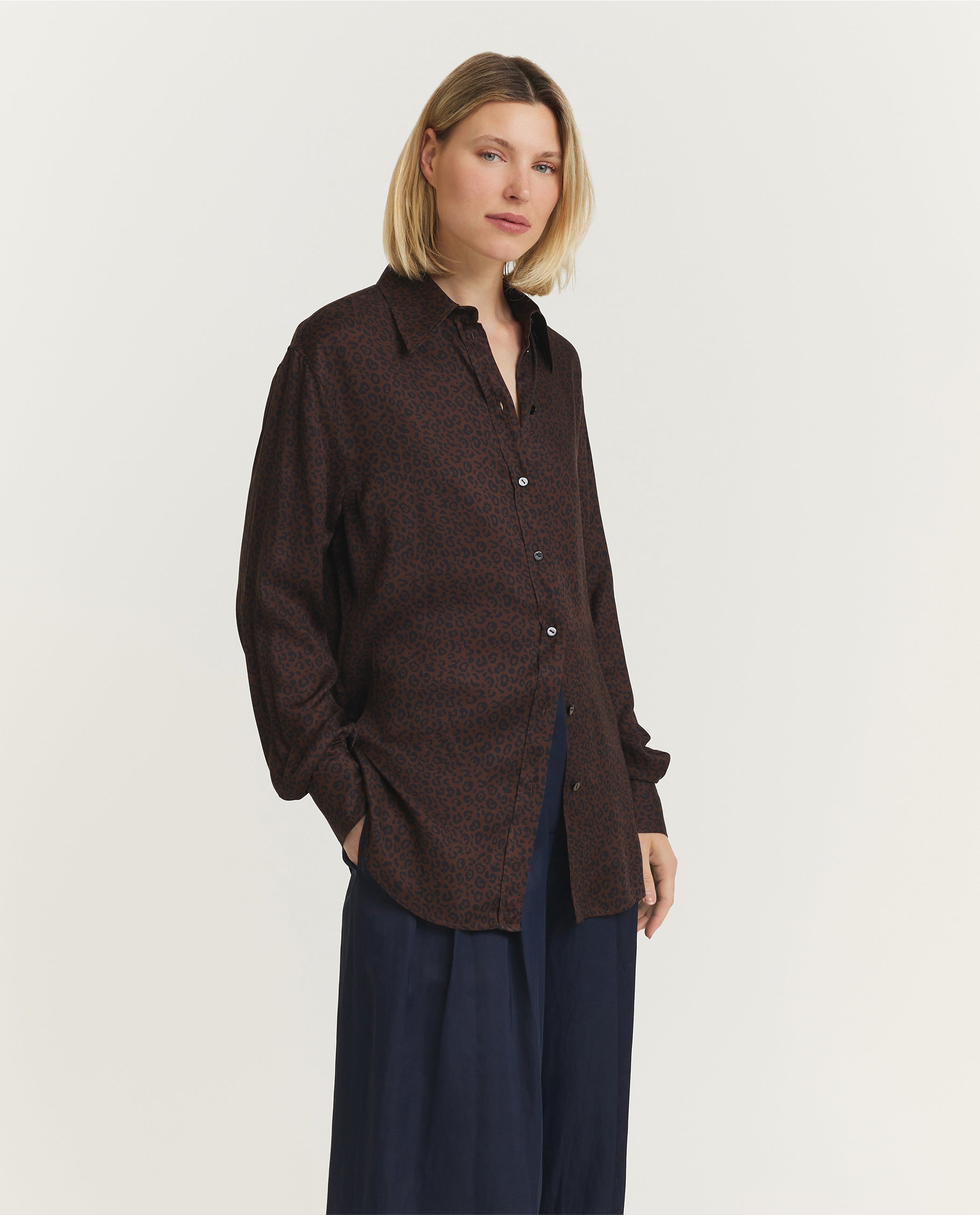 Frankie Leopard Blouse - Bruin