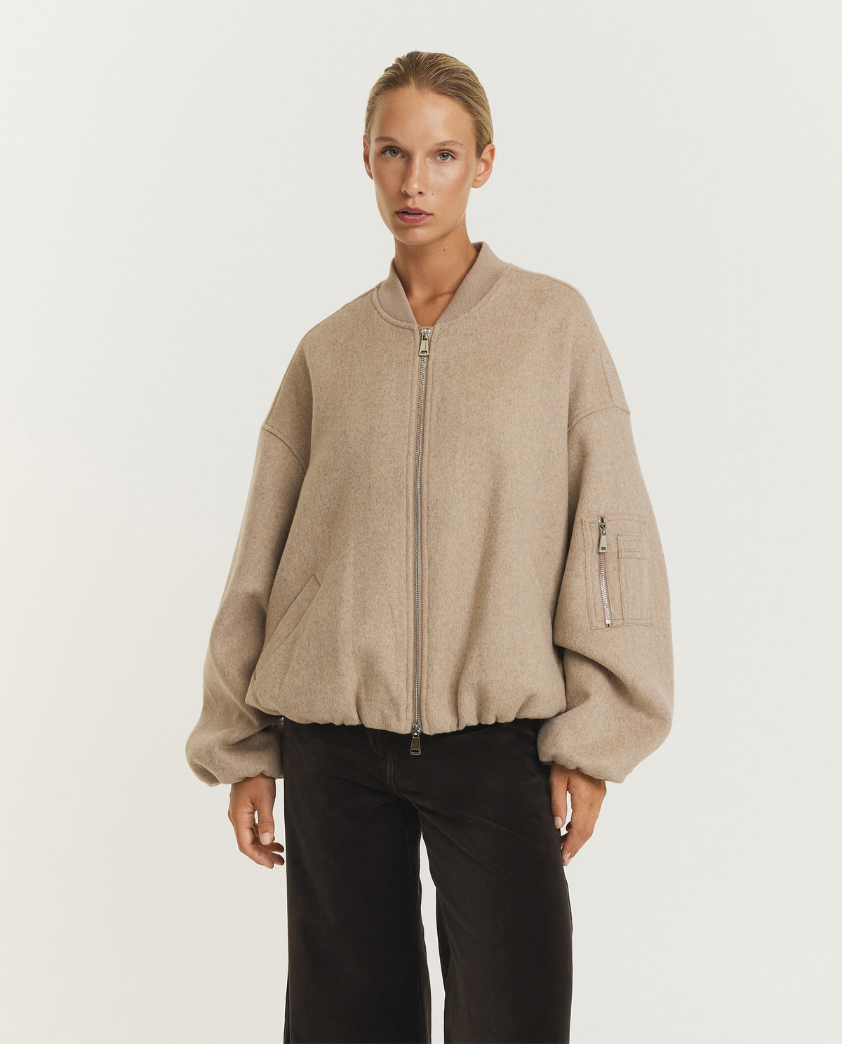 Pearl Wool Bomber Jacket