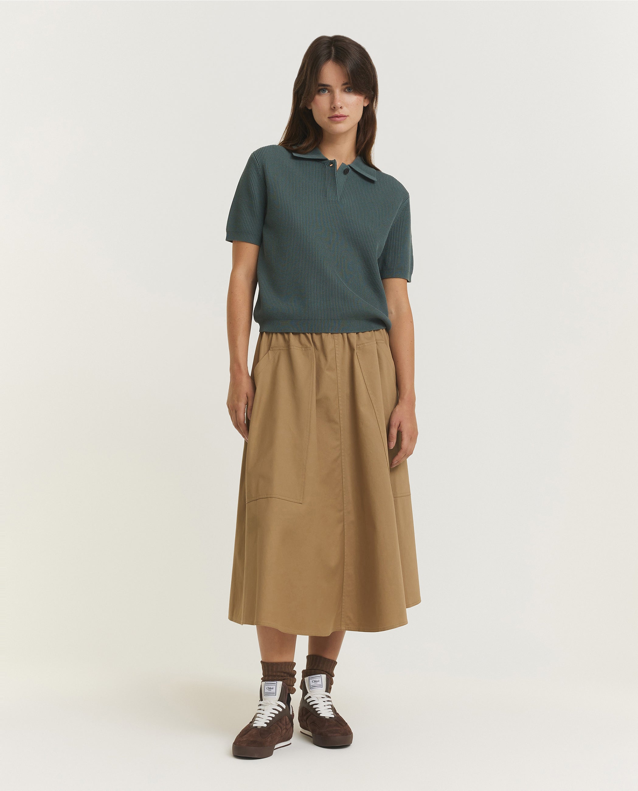 Ribbed Silk-Cotton Polo