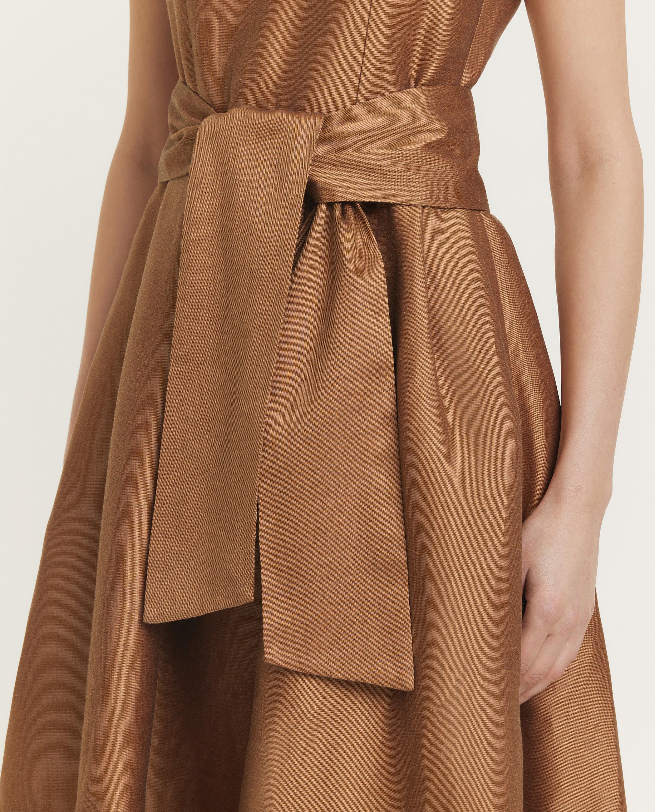 Linen silk blend sleeveless dress