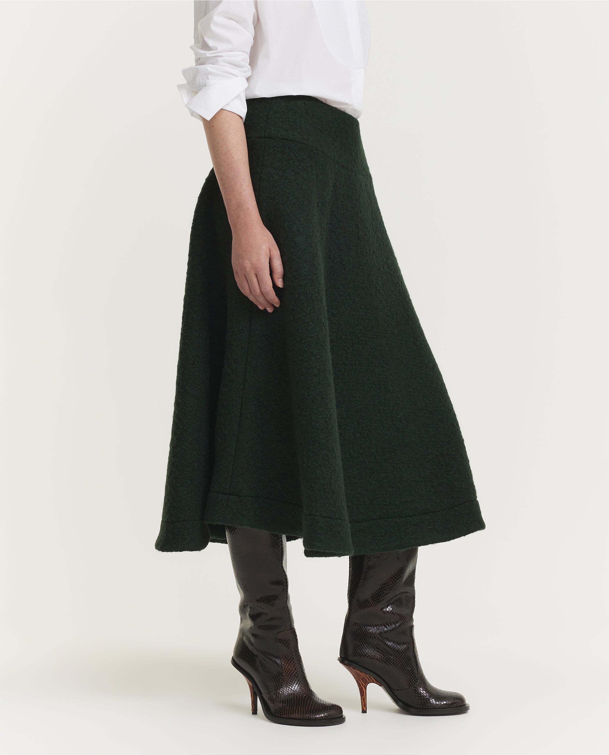 Wollen Midi Rok - Groen