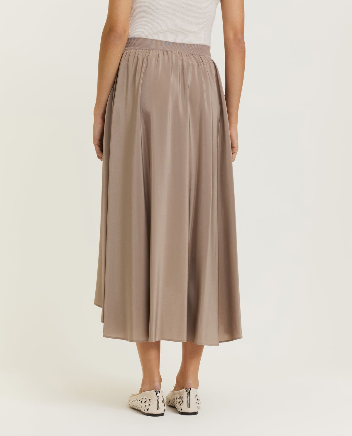 Geplooide Zijden Rok - Bruin