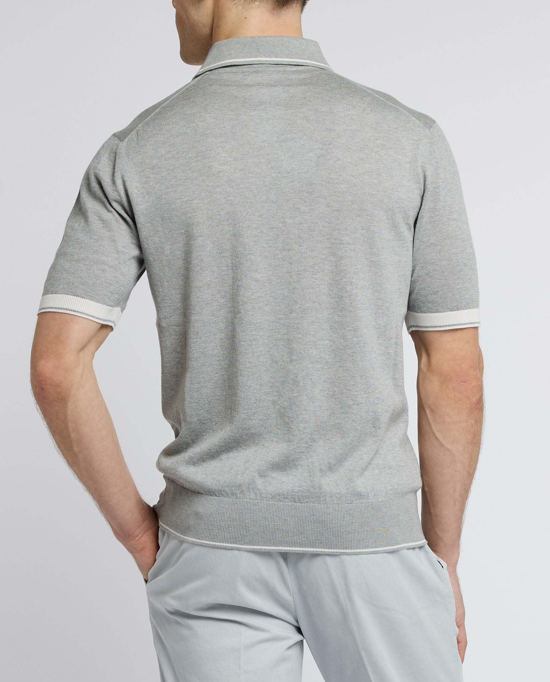 Gebreid Polo-Shirt - Lichtgrijs