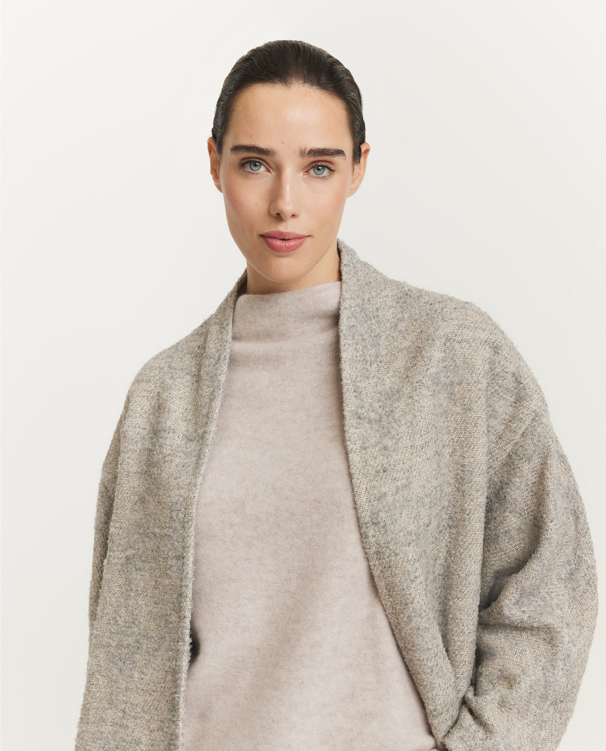 Kimono Structuur Vest - Lichtgrijs