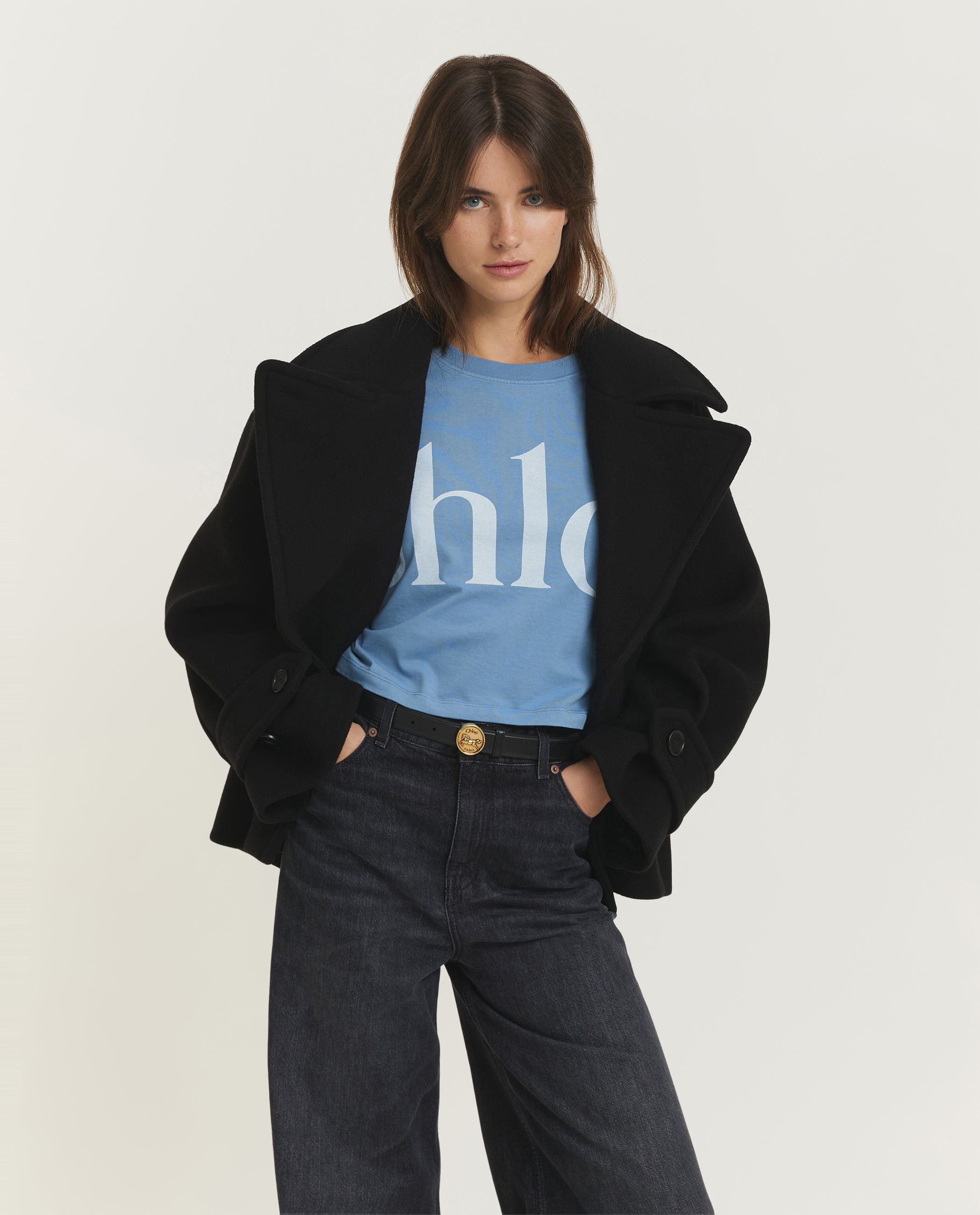 Wollen Peacoat - Zwart