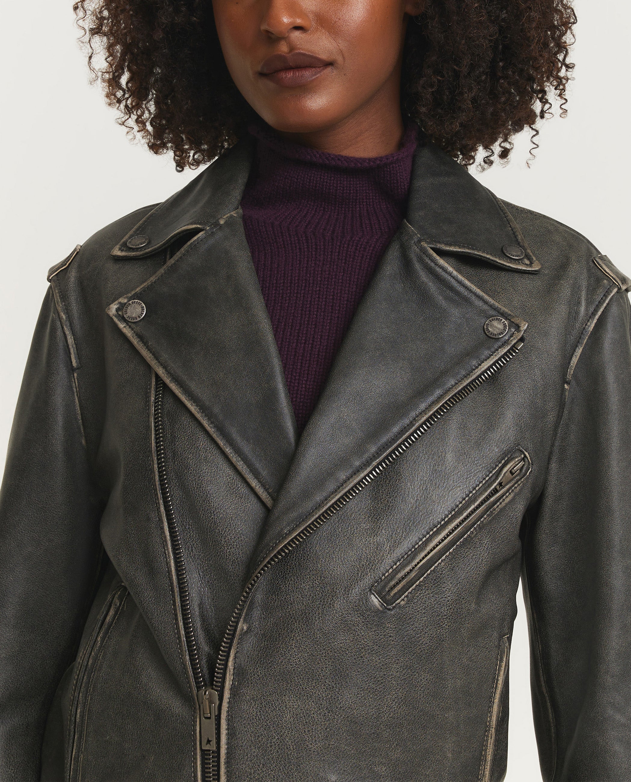 Leren Bikerjack - Zwart