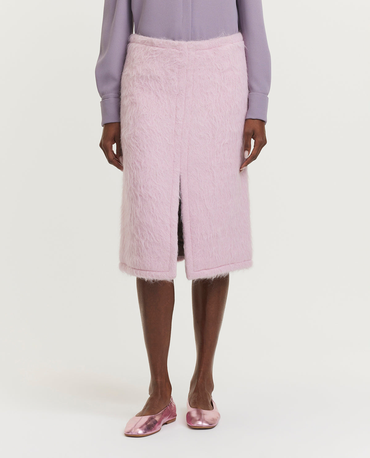 Wool-blend midi skirt