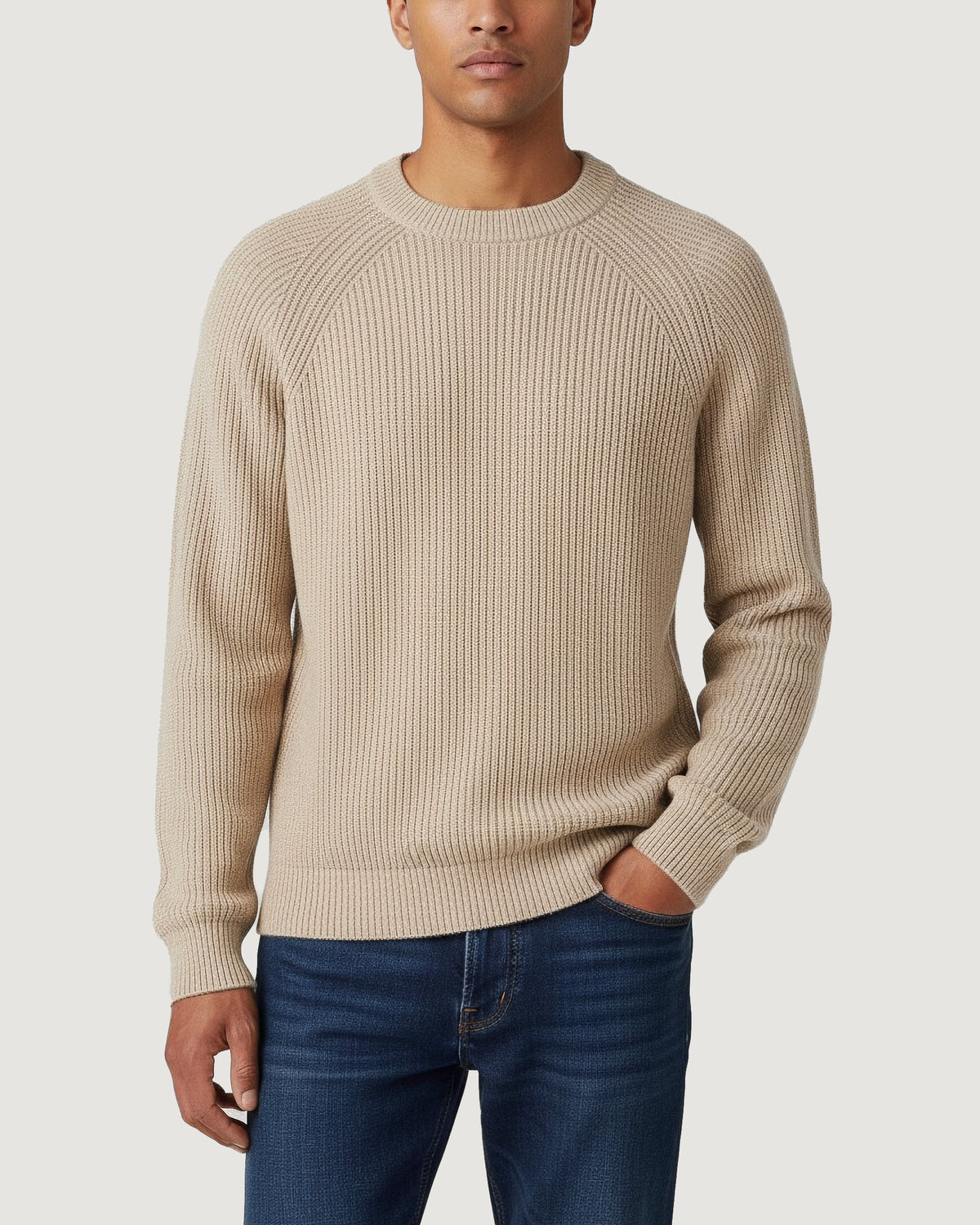 Cashmere Rib Trui - Lichtbruin