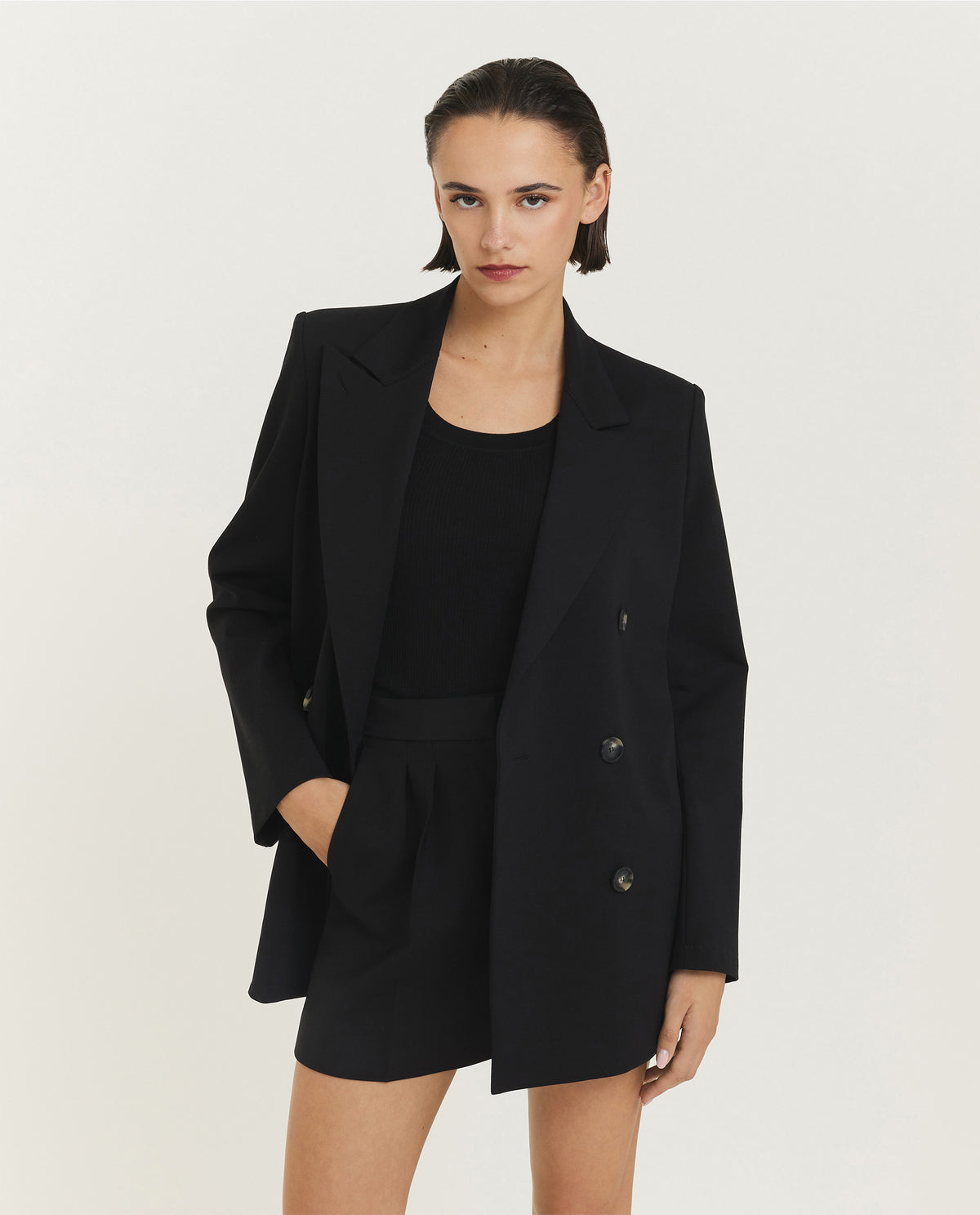 Double breasted jas - Zwart