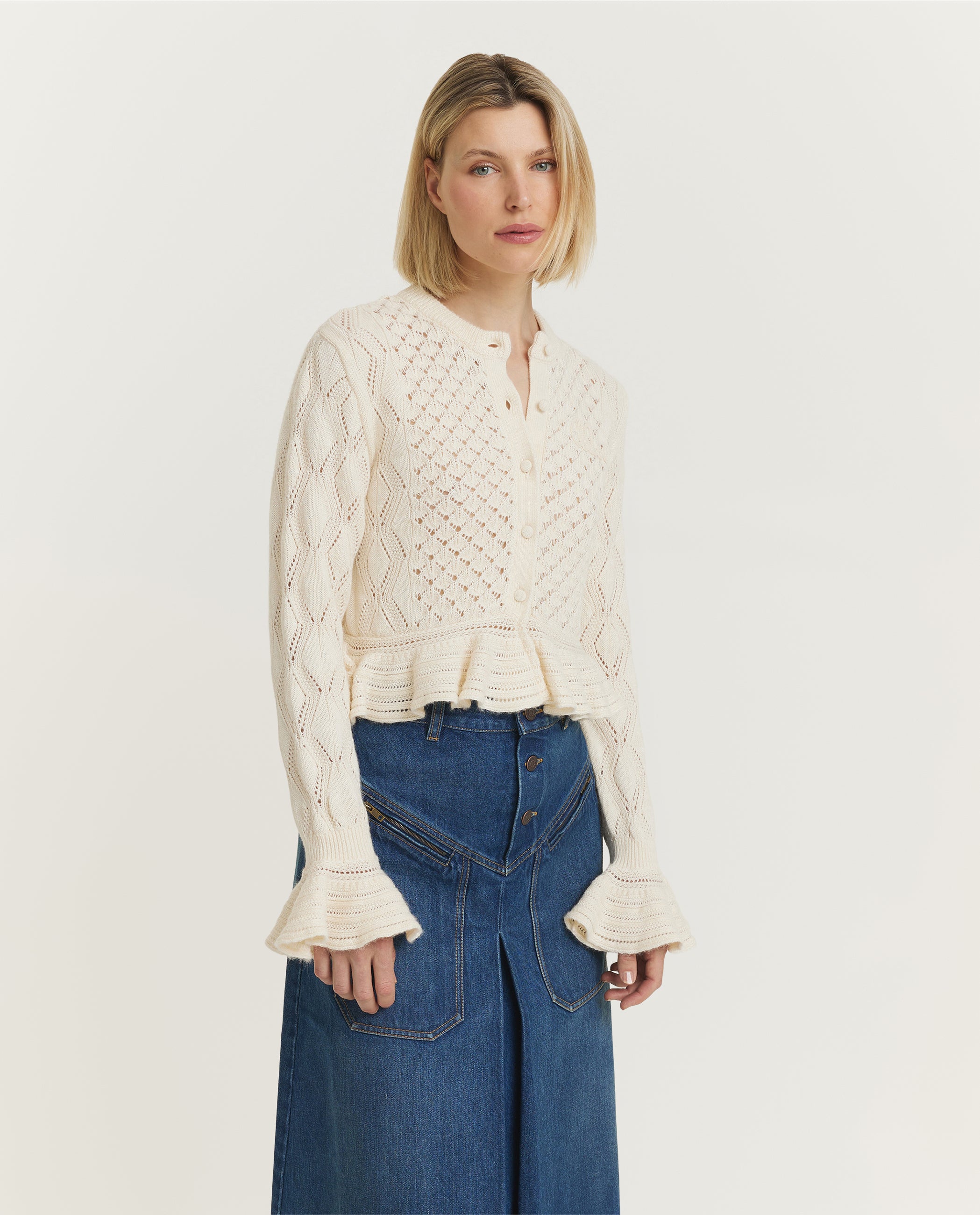 Ruffled Logo Vest - Ecru