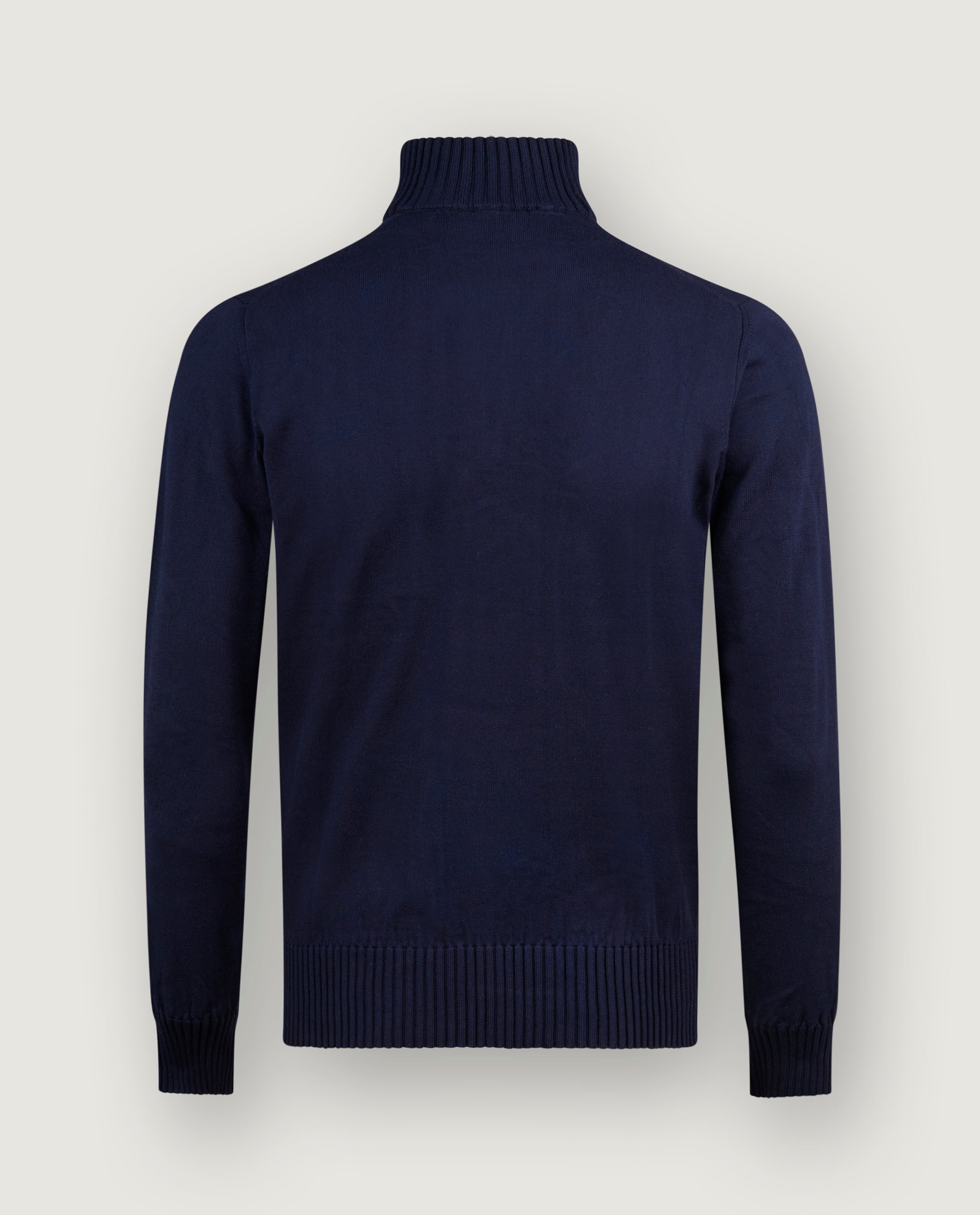 Katoenen Half Zip Trui - Donkerblauw