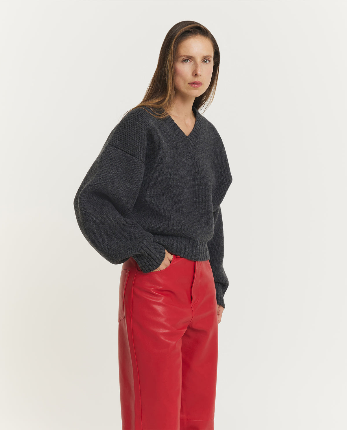 Sculptural Compact V-Neck