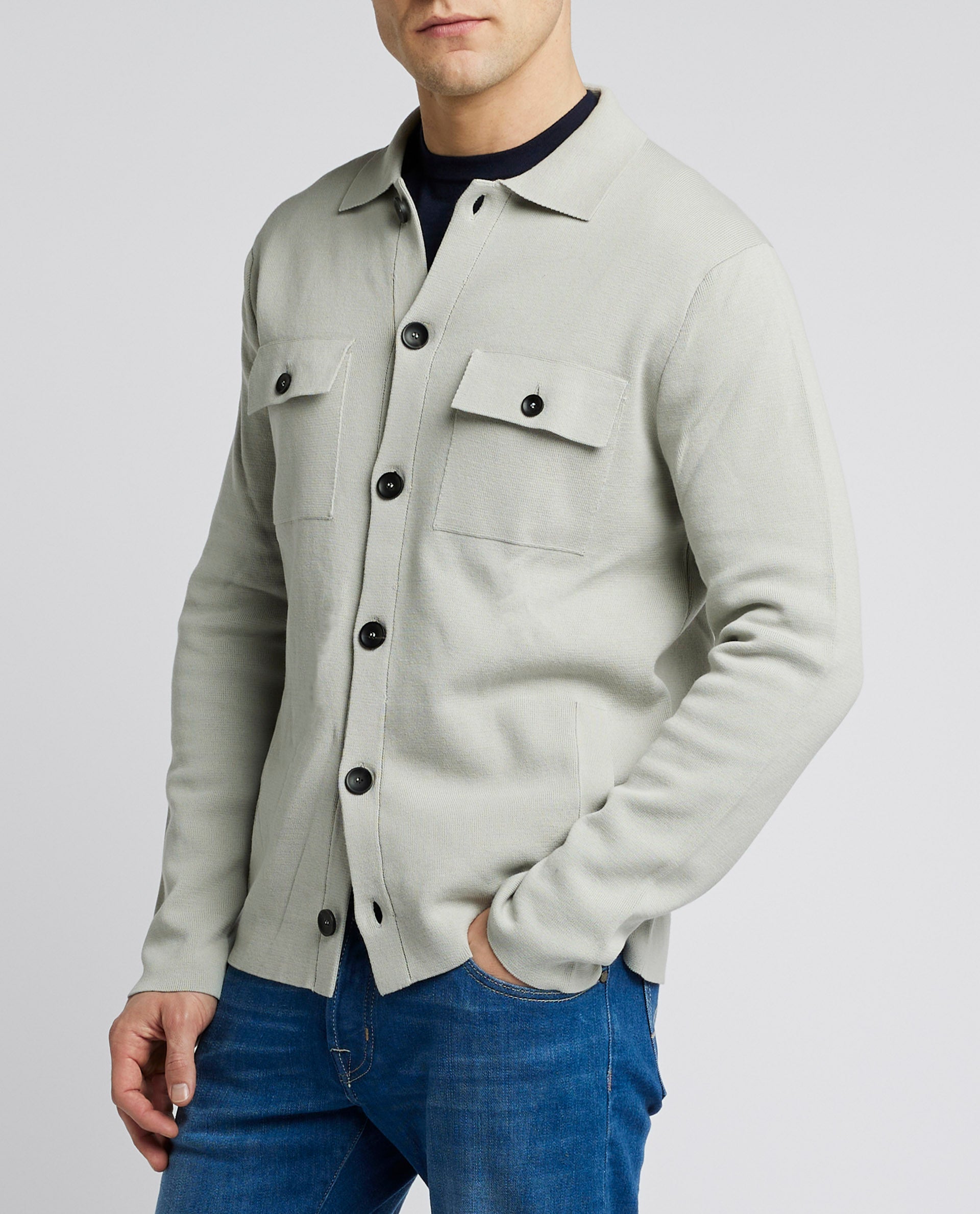 Crepe Shirtjasje - Lichtgrijs