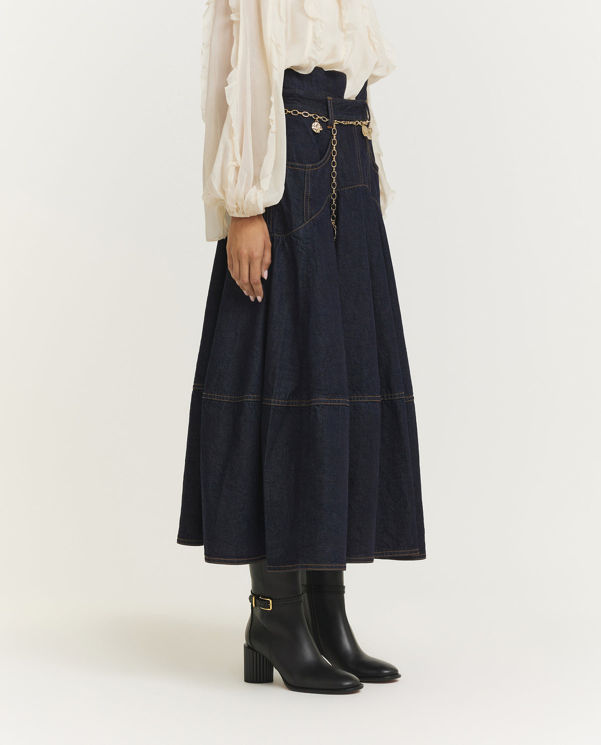 Hypnotic Denim Midi-Rok - Donkerblauw