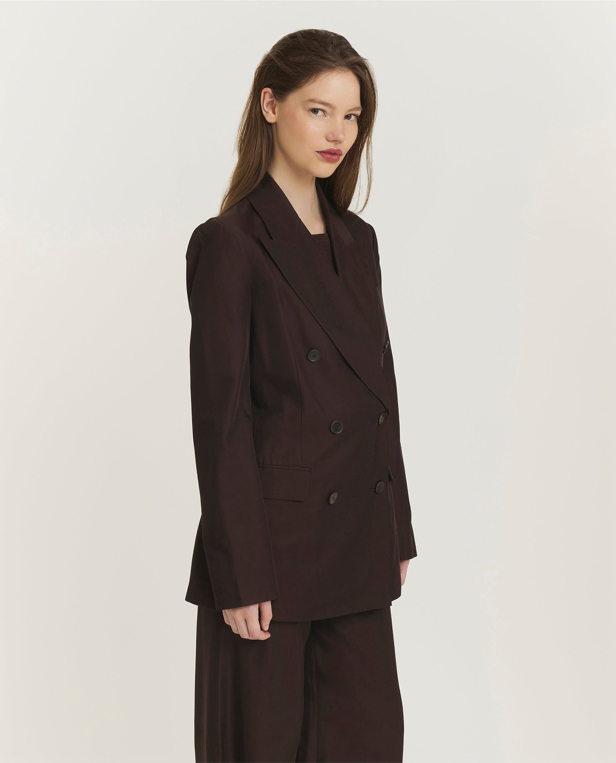 Zijde Mix Blazer - Bruin