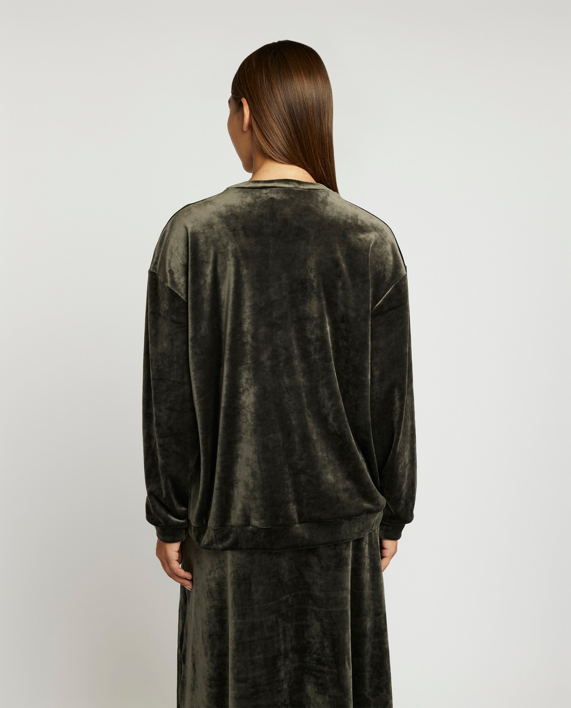 Fluwelen Ronde Hals Trui - Groen