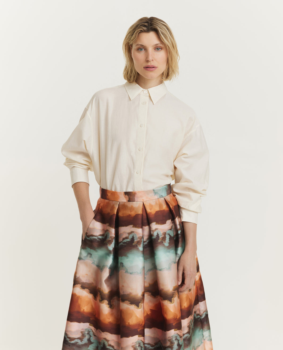 Twill Plastron Shirt - Ecru