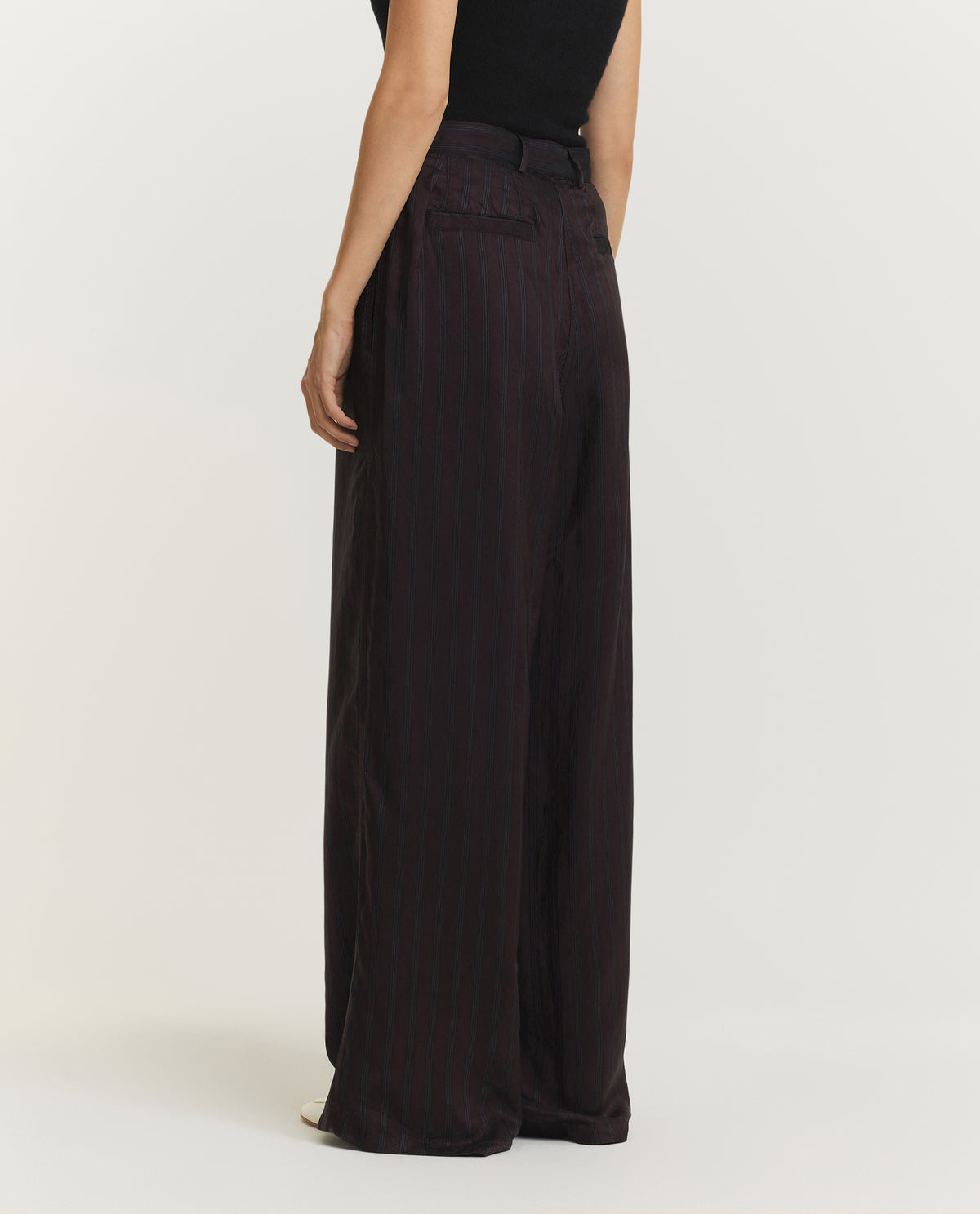 Gestreepte Cupro Broek