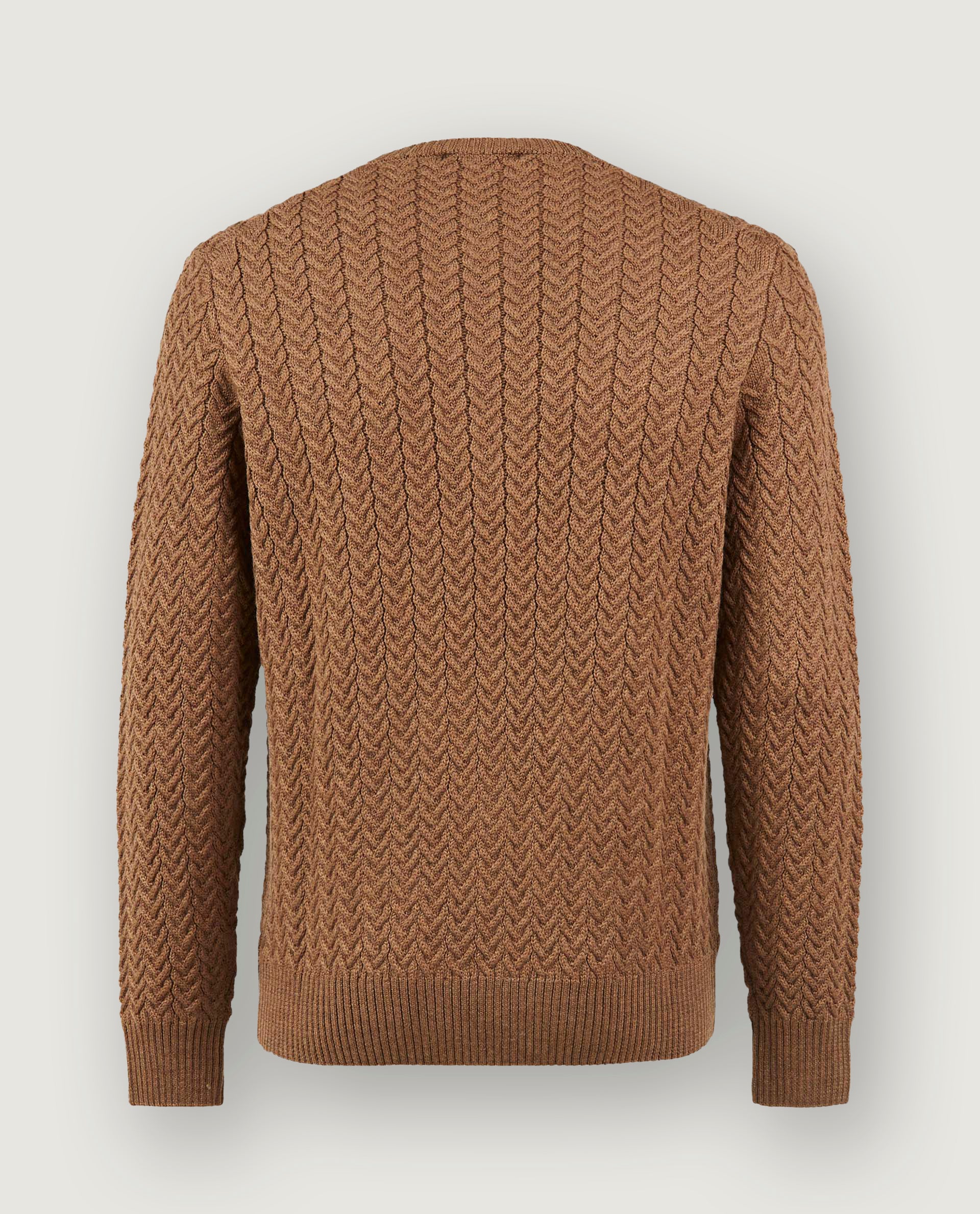 Ronde Hals Kabel Trui - Lichtbruin