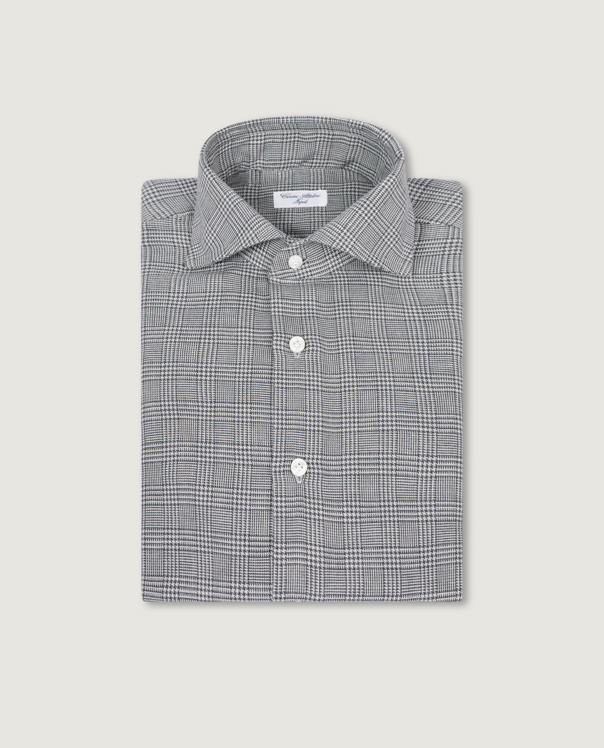 Katoen Cashmere Glencheck Shirt - Grijs