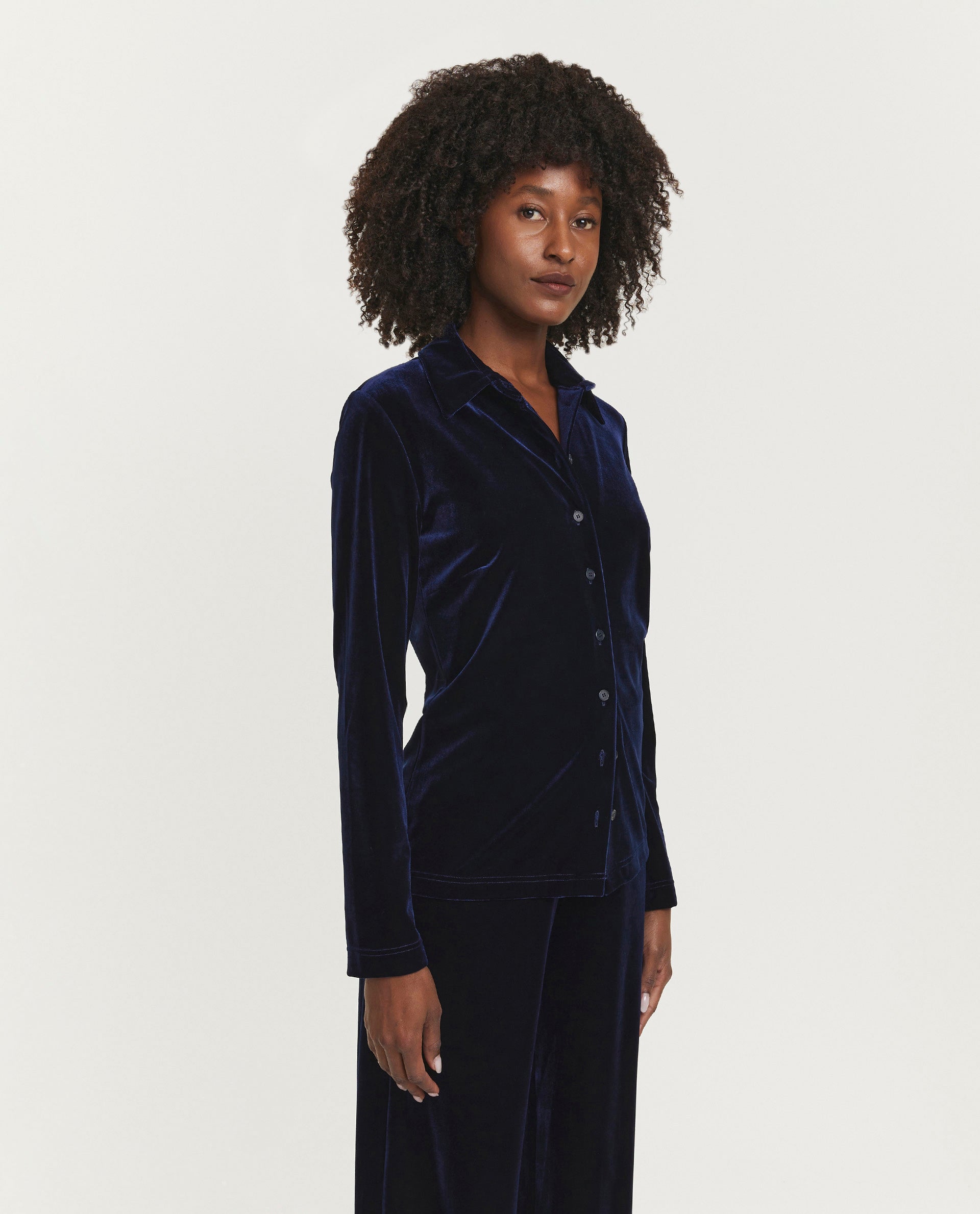 Fluwelen Blouse - Donkerblauw