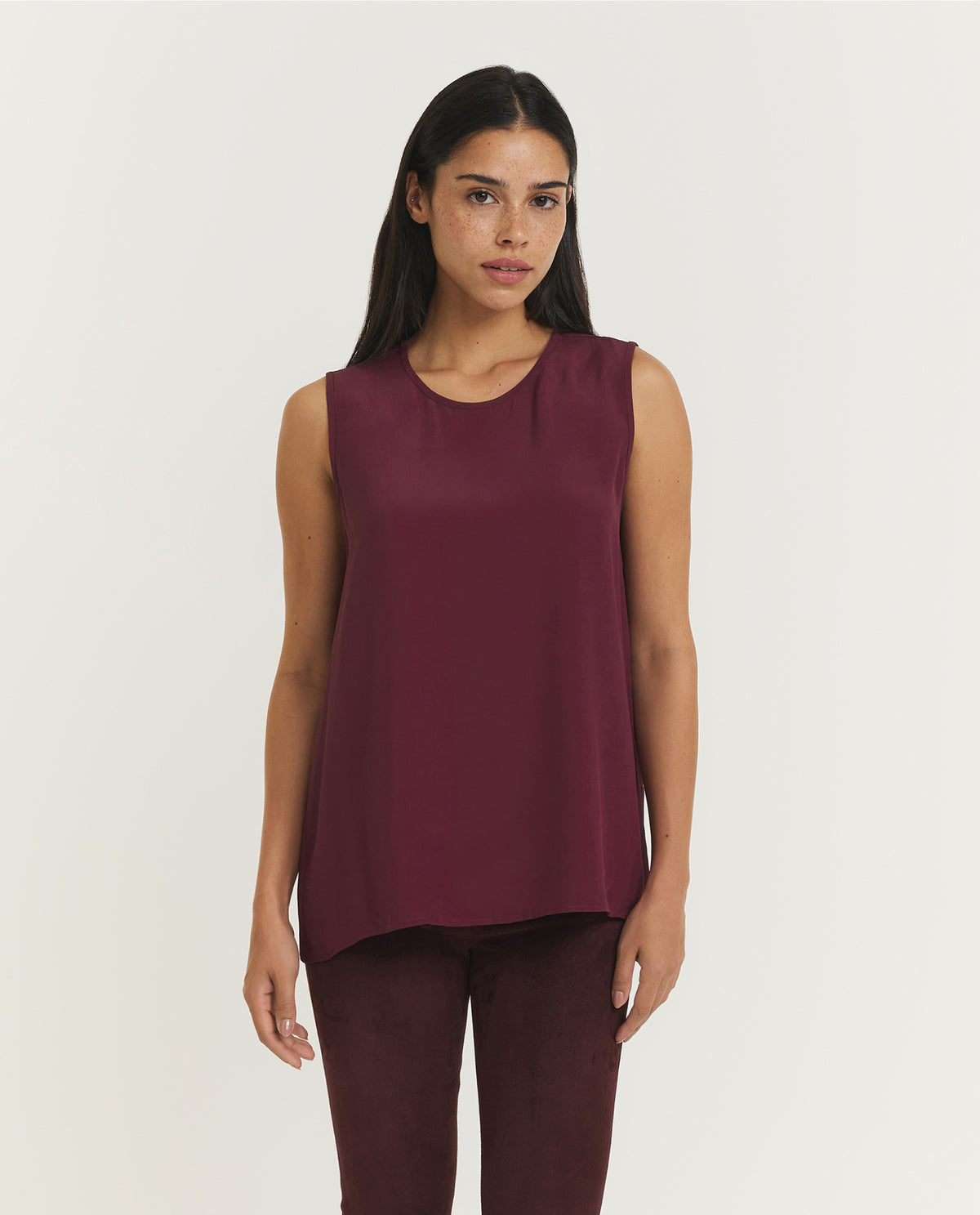 Mouwloze Zijde Mix Top - Rood