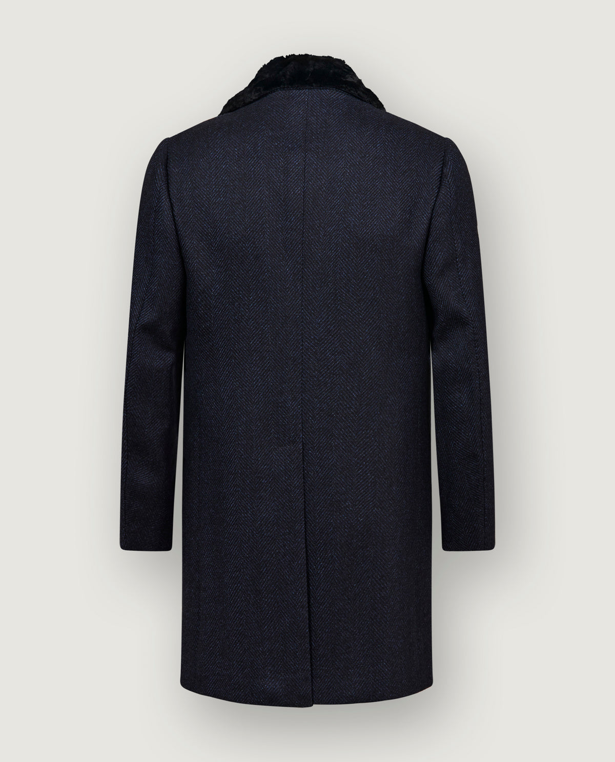 Visgraat Overjas - Donkerblauw