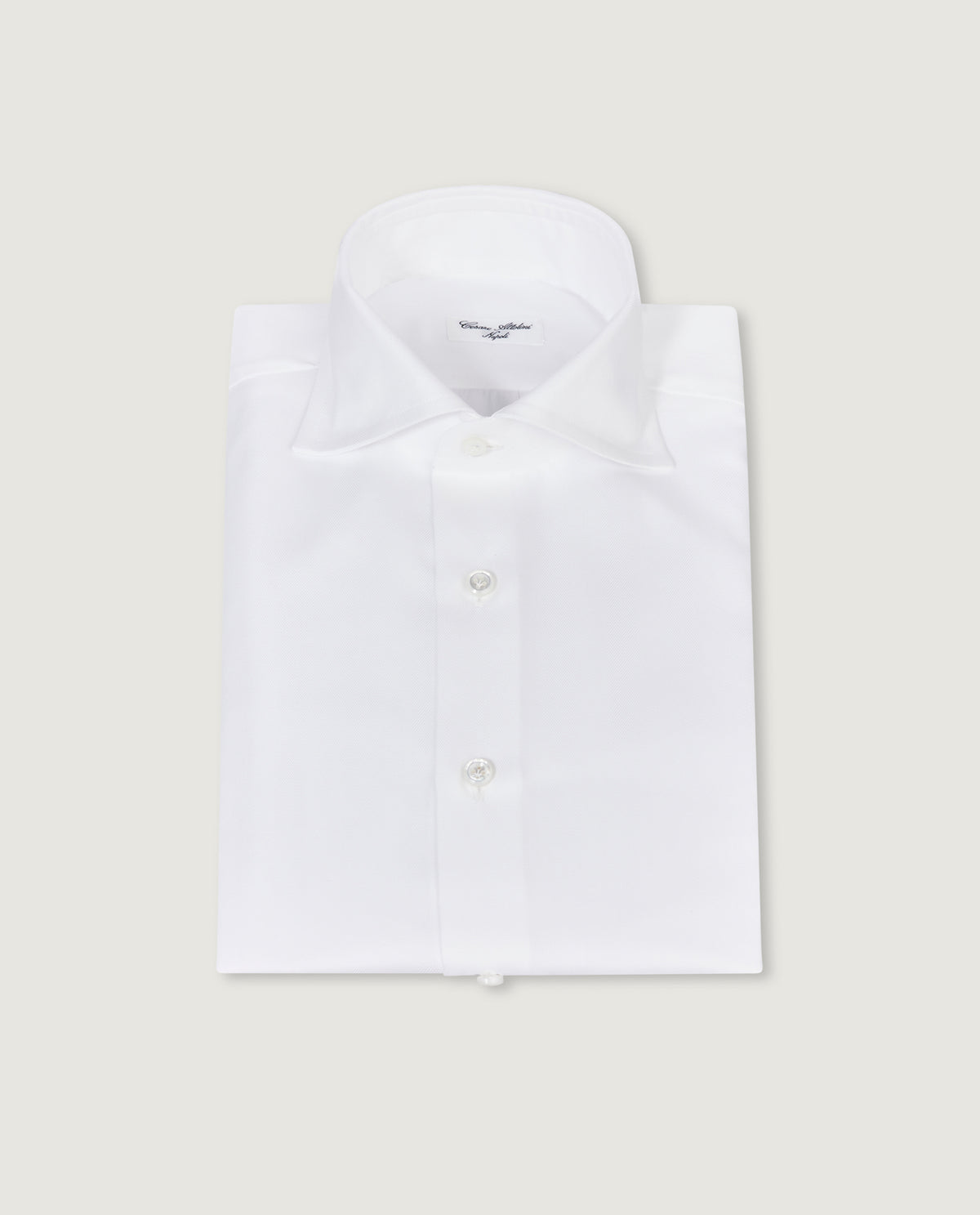 Katoenen Visgraat Shirt - Wit