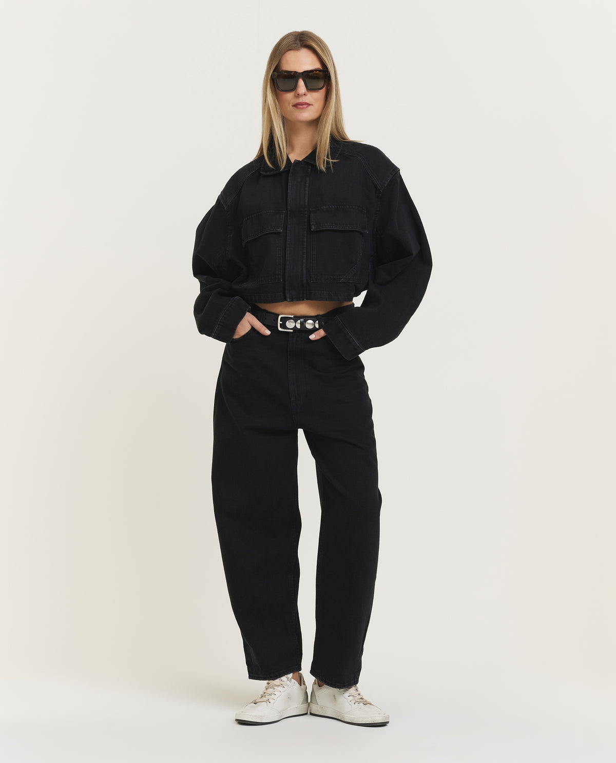 Amelia cropped denim jack - Donkergrijs