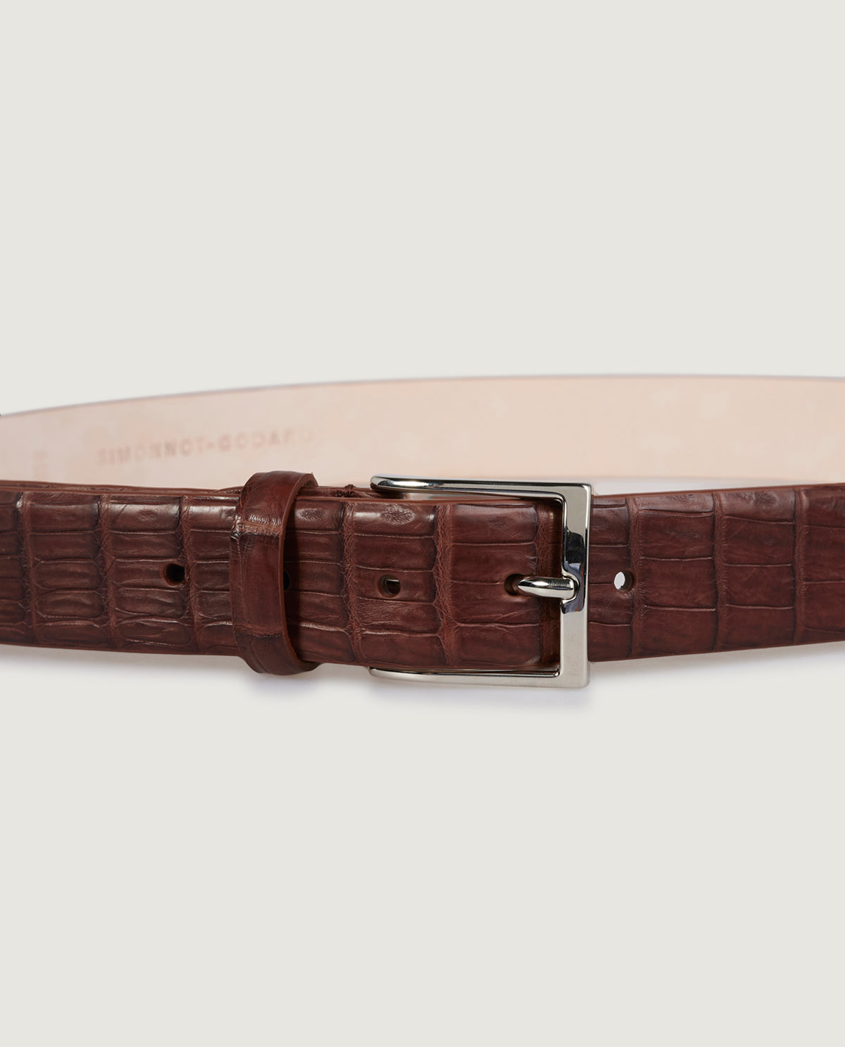 Croco Lederen Riem - Bruin