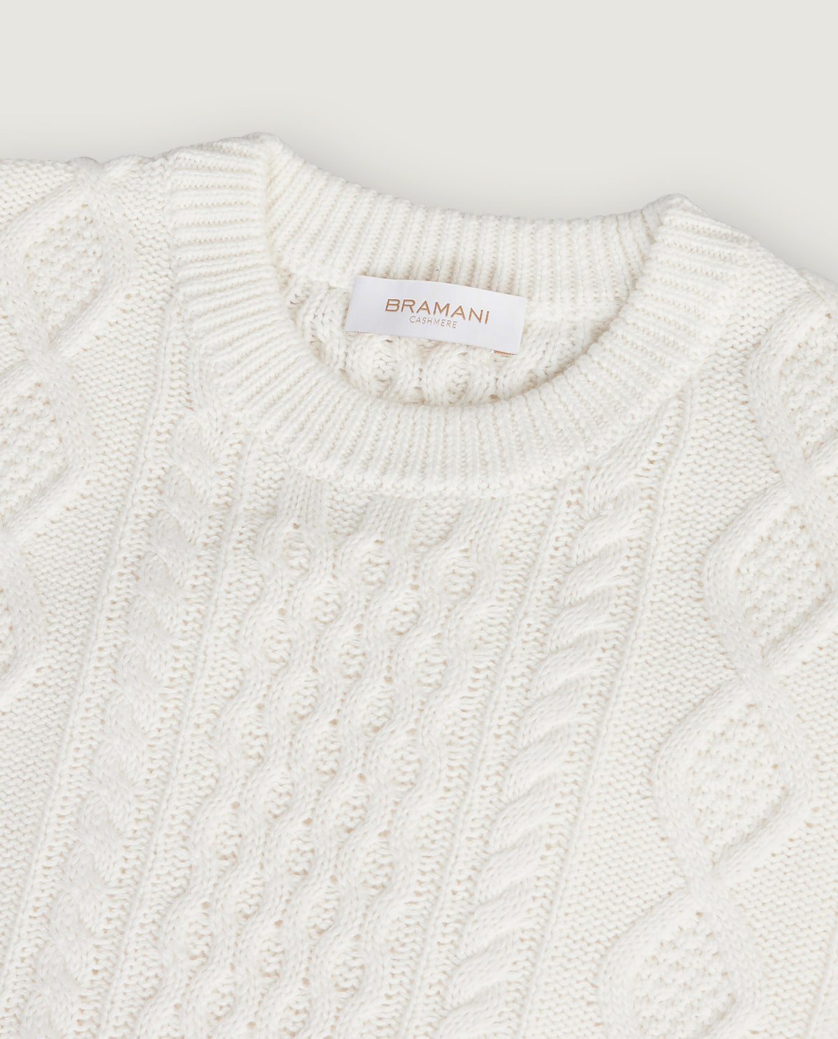 Katoen Cashmere Aran Trui - Wit