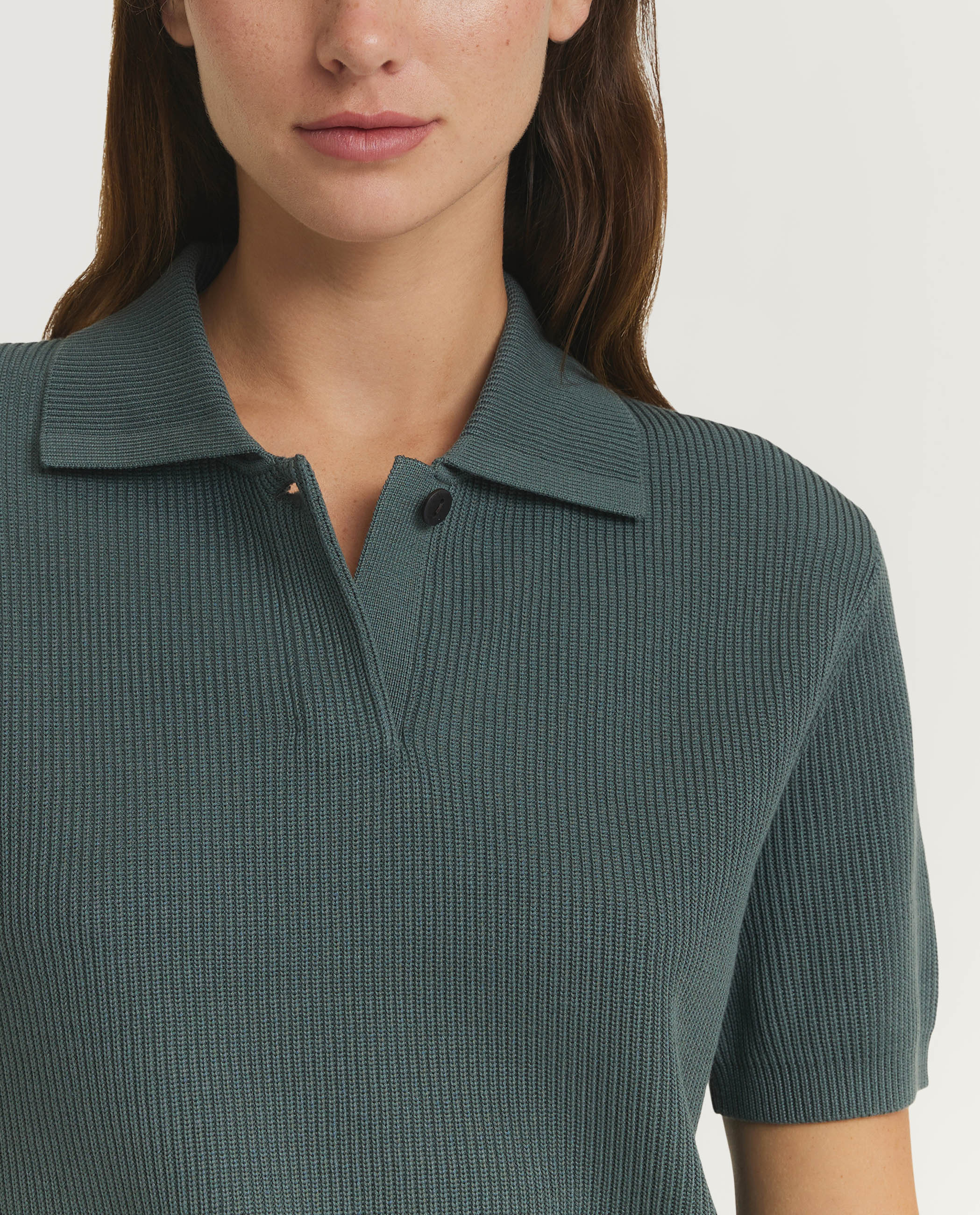 Ribbed Silk-Cotton Polo