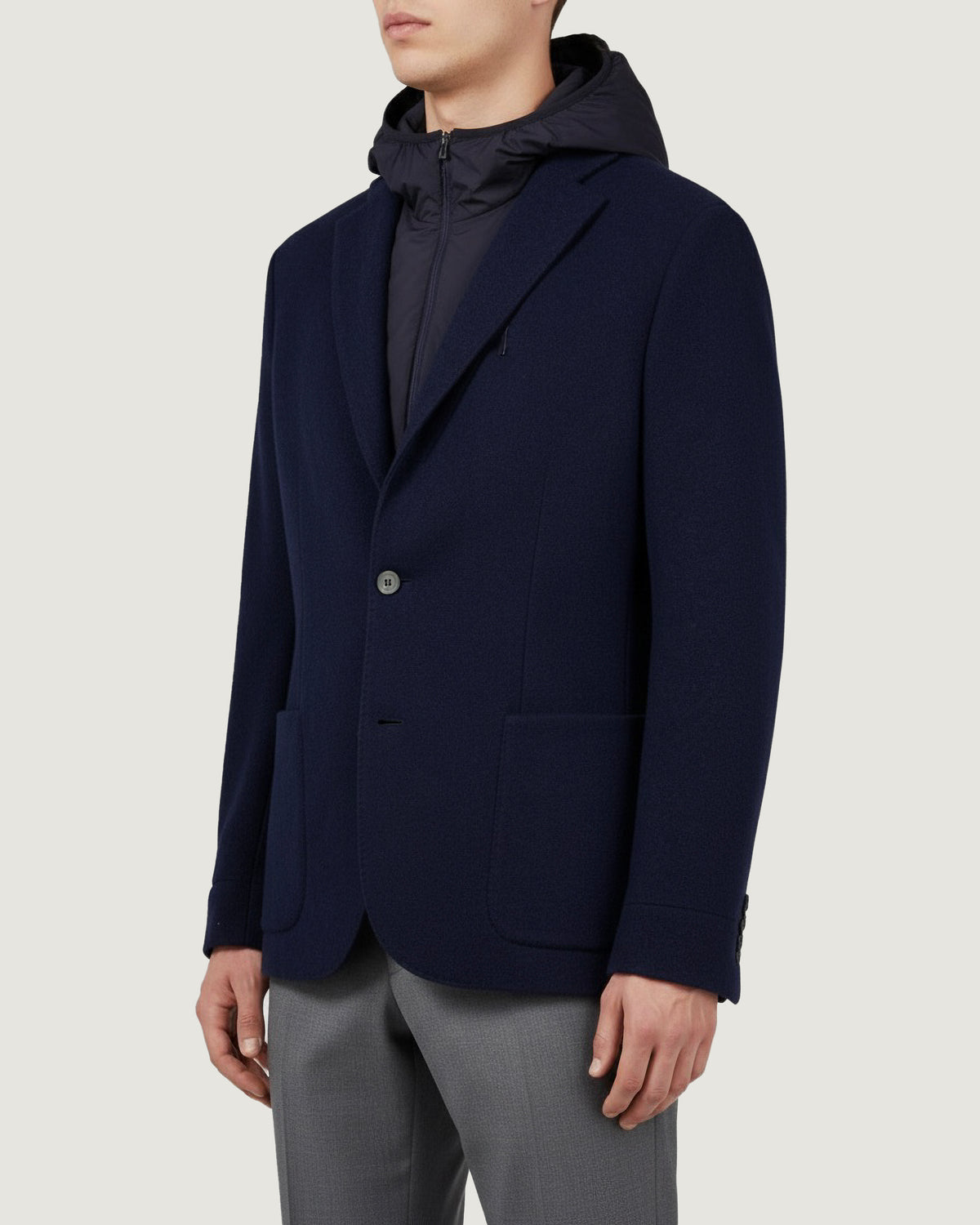 Wollen Hoodie Blazer - Donkerblauw