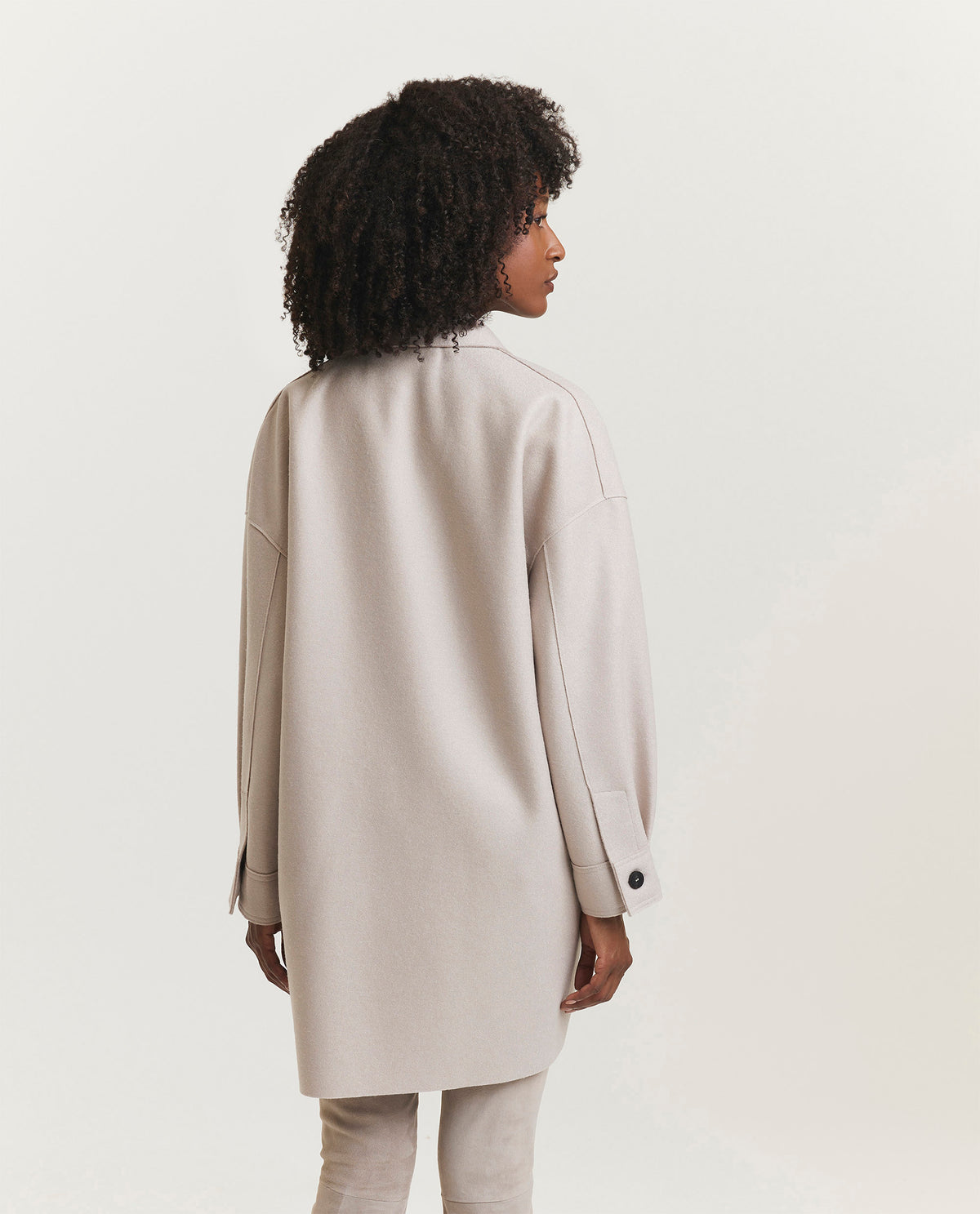 Geperst Wollen Jas - Ecru