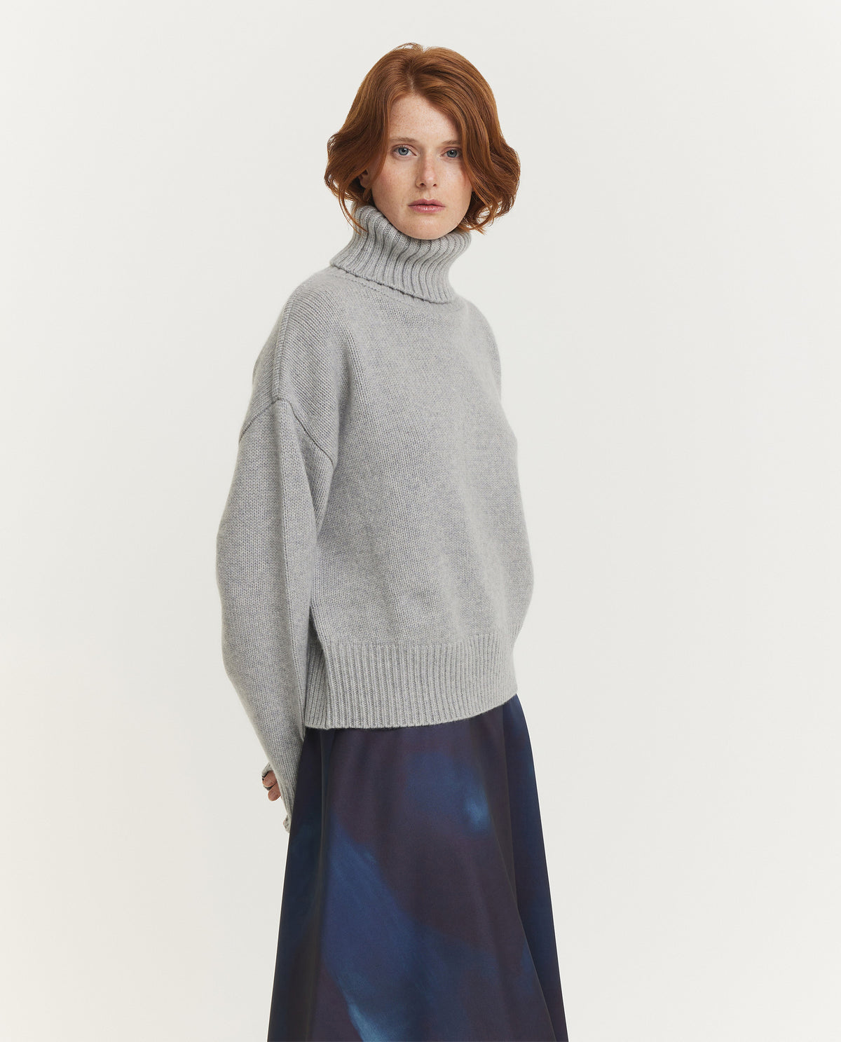 NO.434 Crop Xtra Turtleneck Sweater - Lichtgrijs