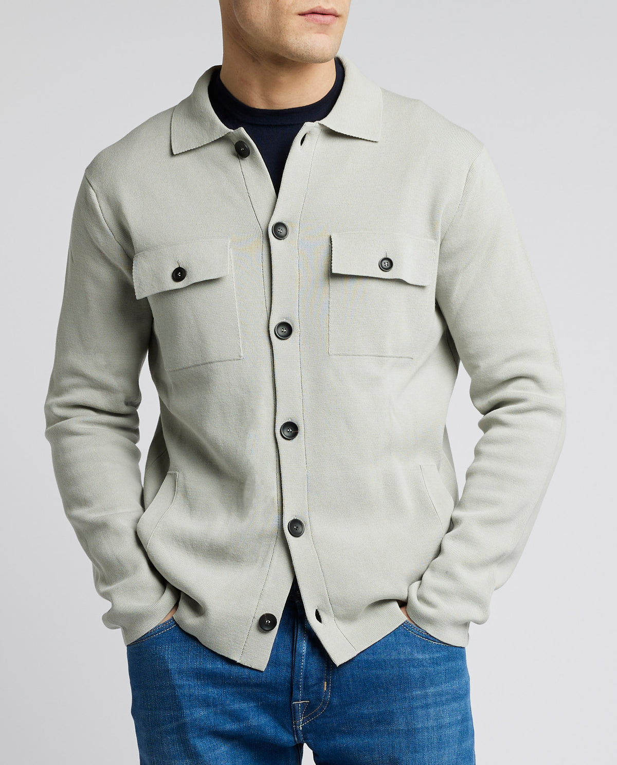 Crepe Shirtjasje - Lichtgrijs