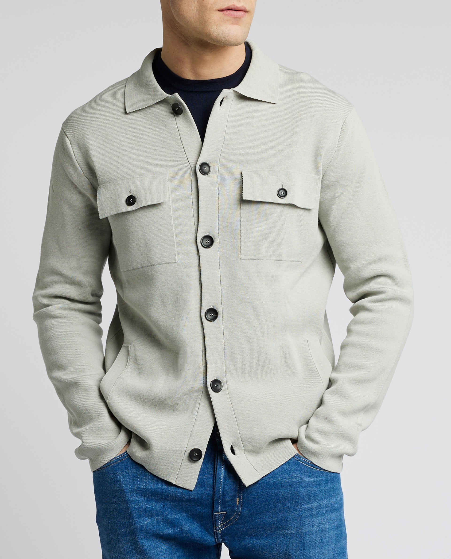 Crepe Shirtjasje - Lichtgrijs