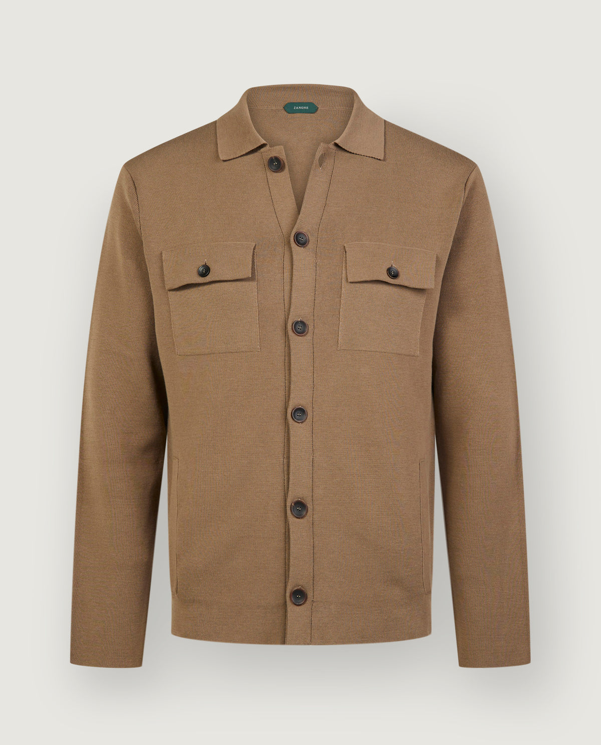 Crepe Shirtjasje - Lichtbruin