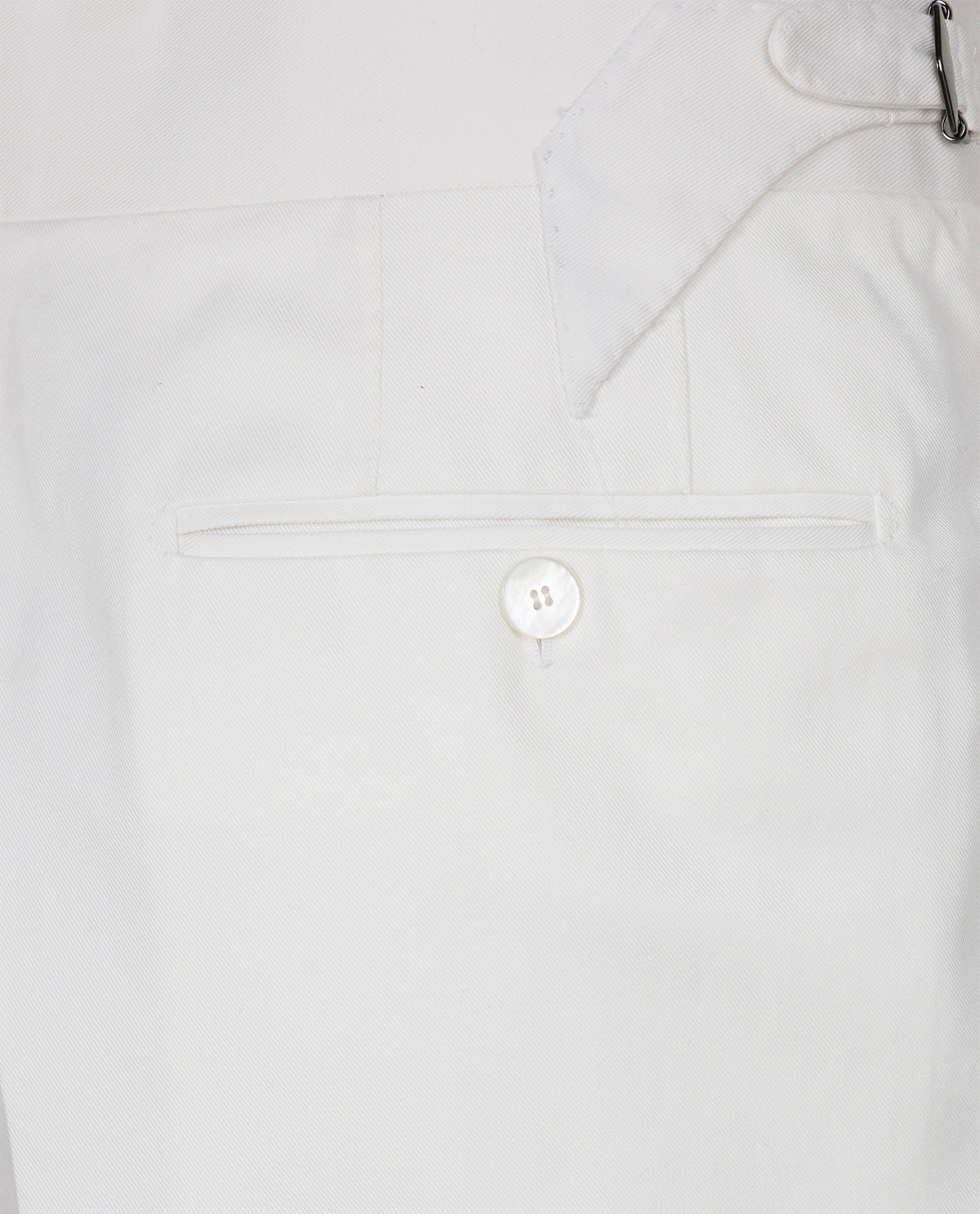 Katoenen Bandplooi Broek - Wit
