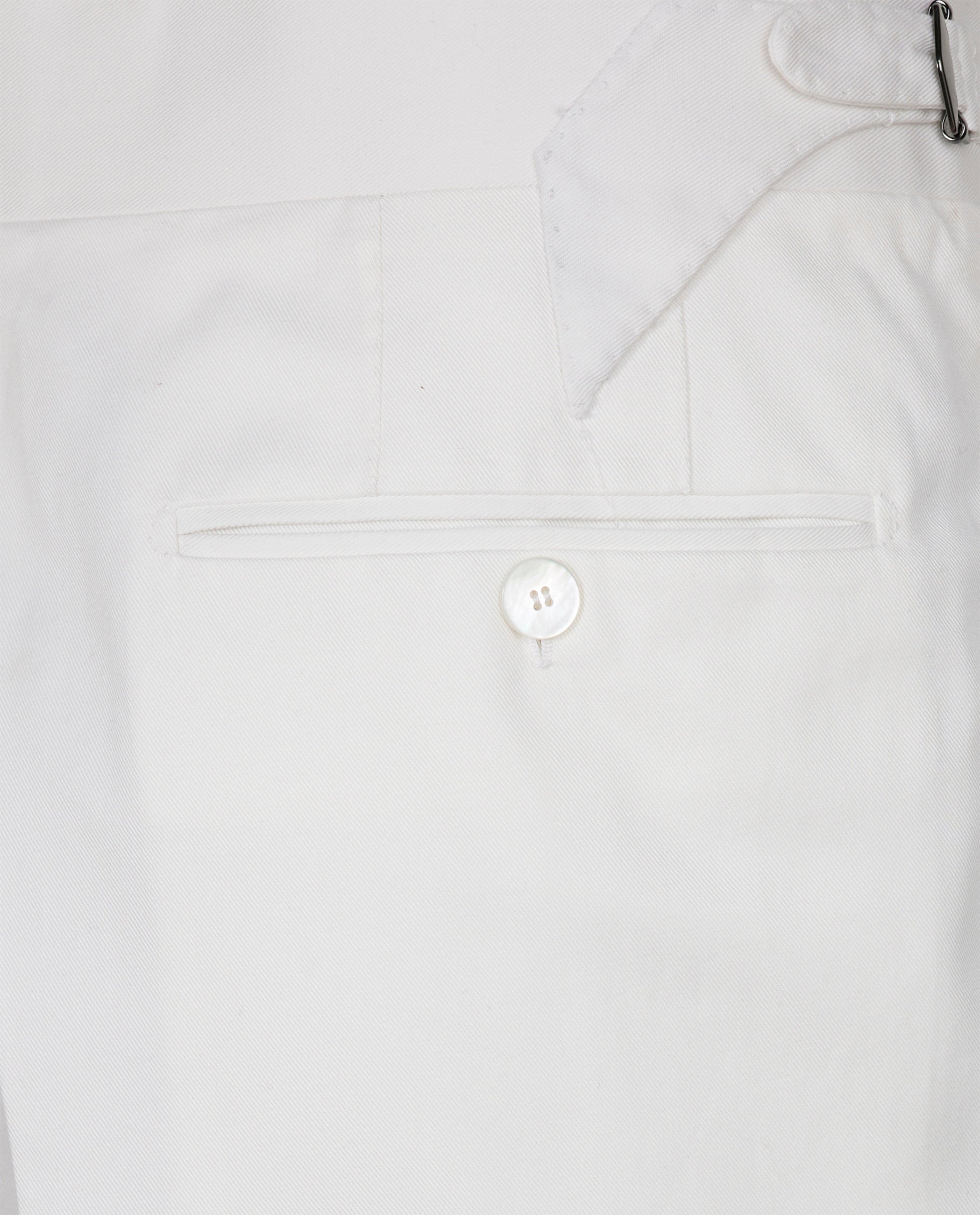 Katoenen Bandplooi Broek - Wit