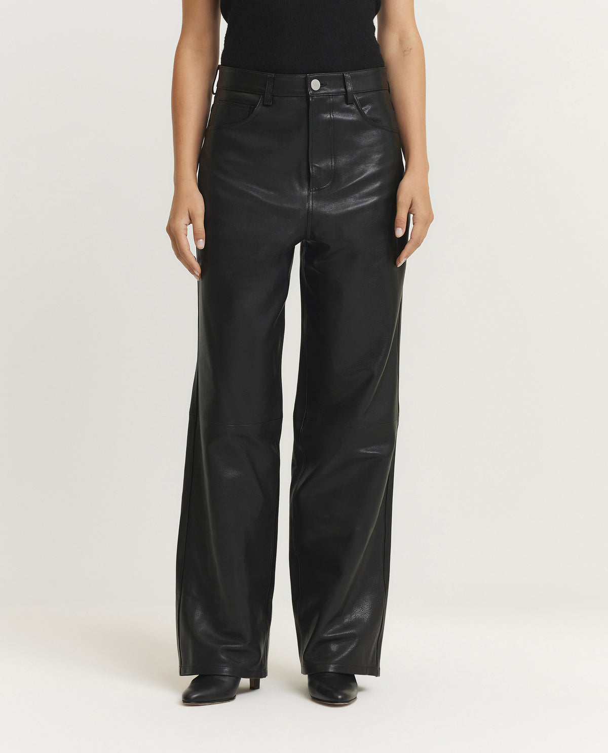 Baggy Leren Broek - Zwart