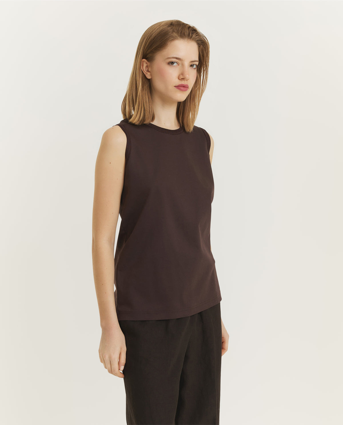 Comfort Katoenen Tank Top - Bruin