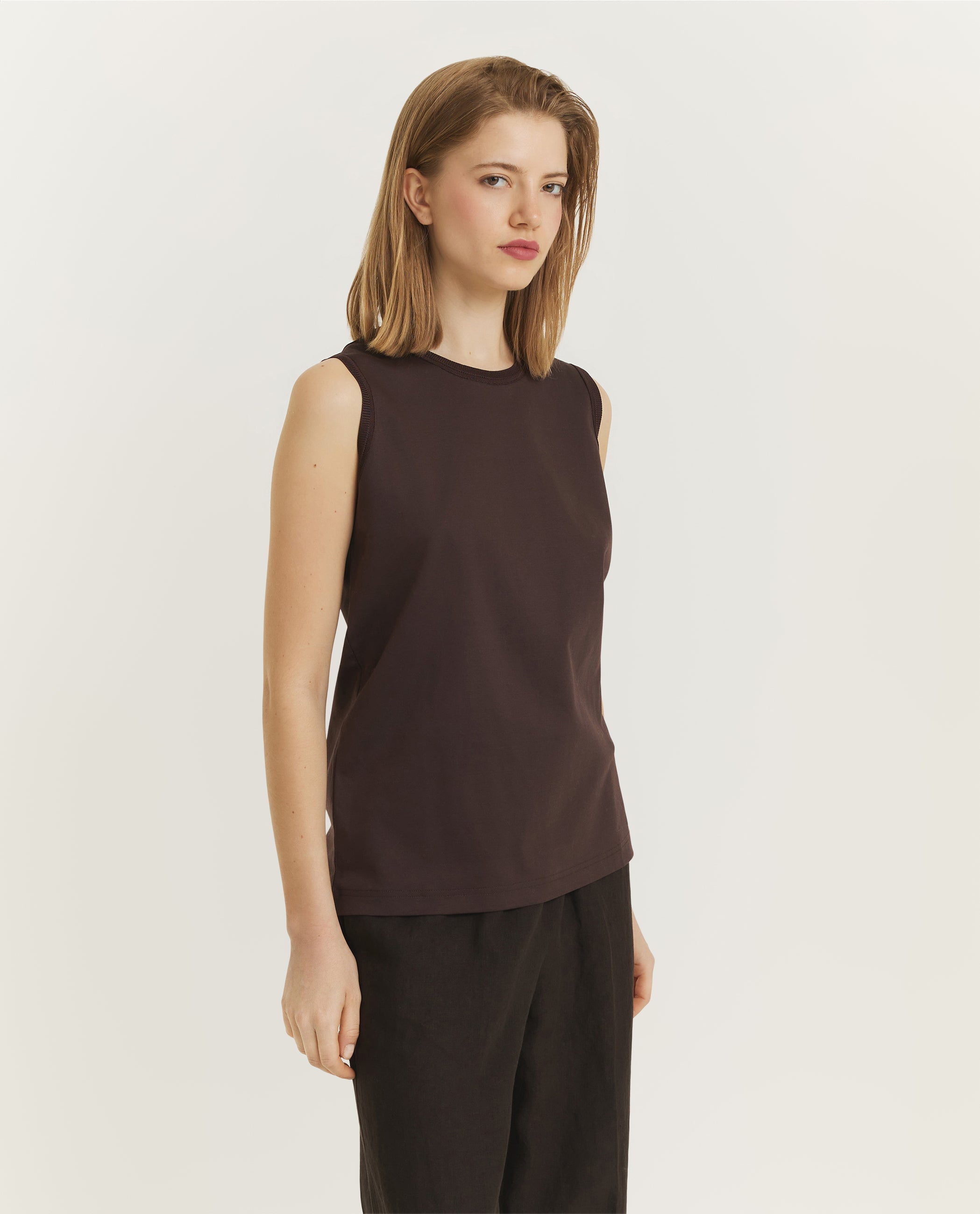 Comfort Katoenen Tank Top - Bruin
