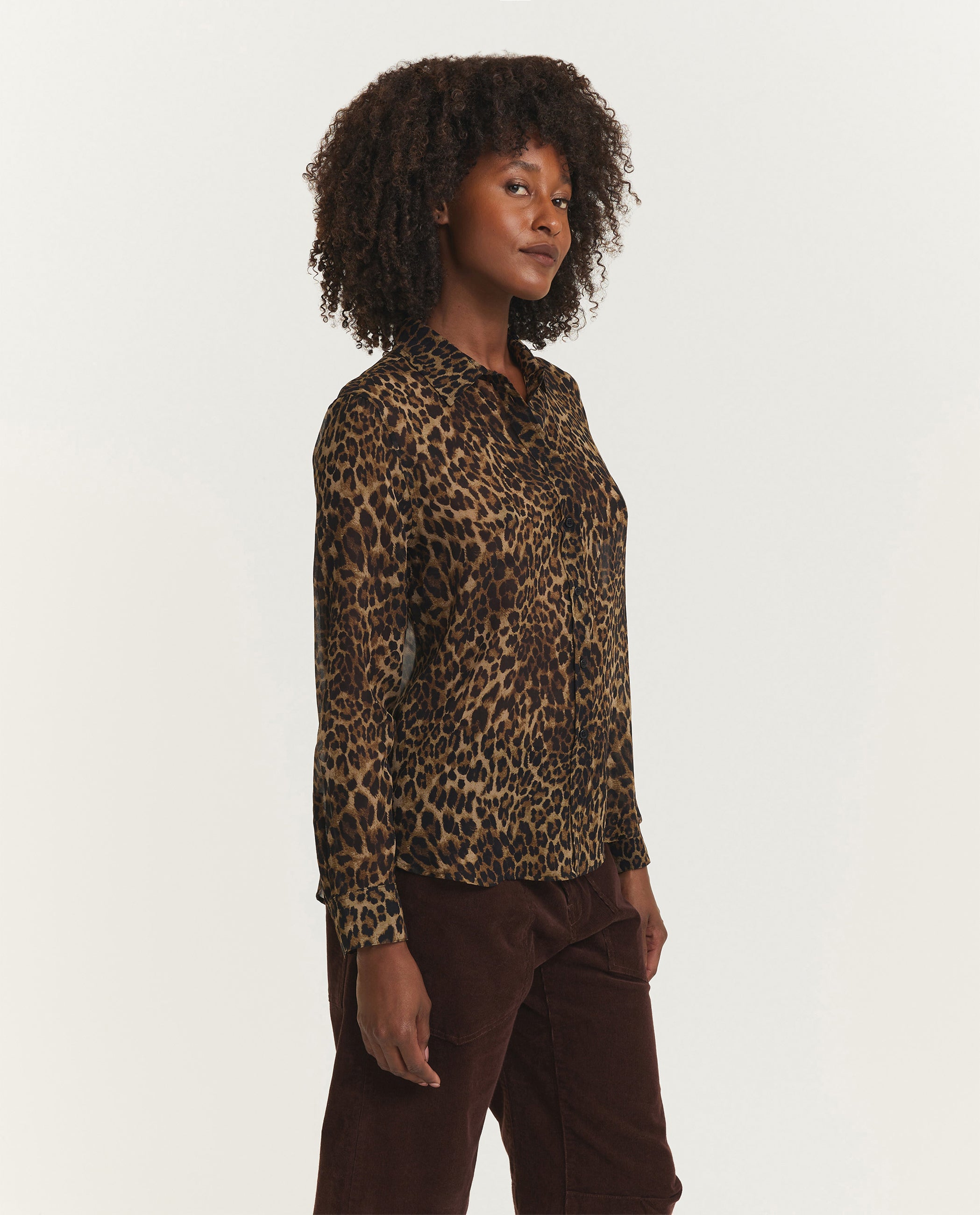 Gaia Zijden Blouse - Bruin