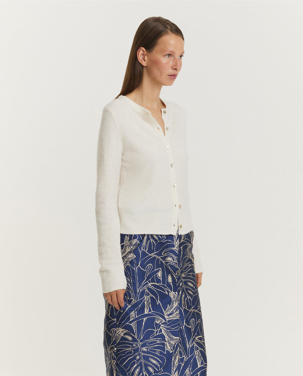 Silk Cashmere Boucle Cardigan