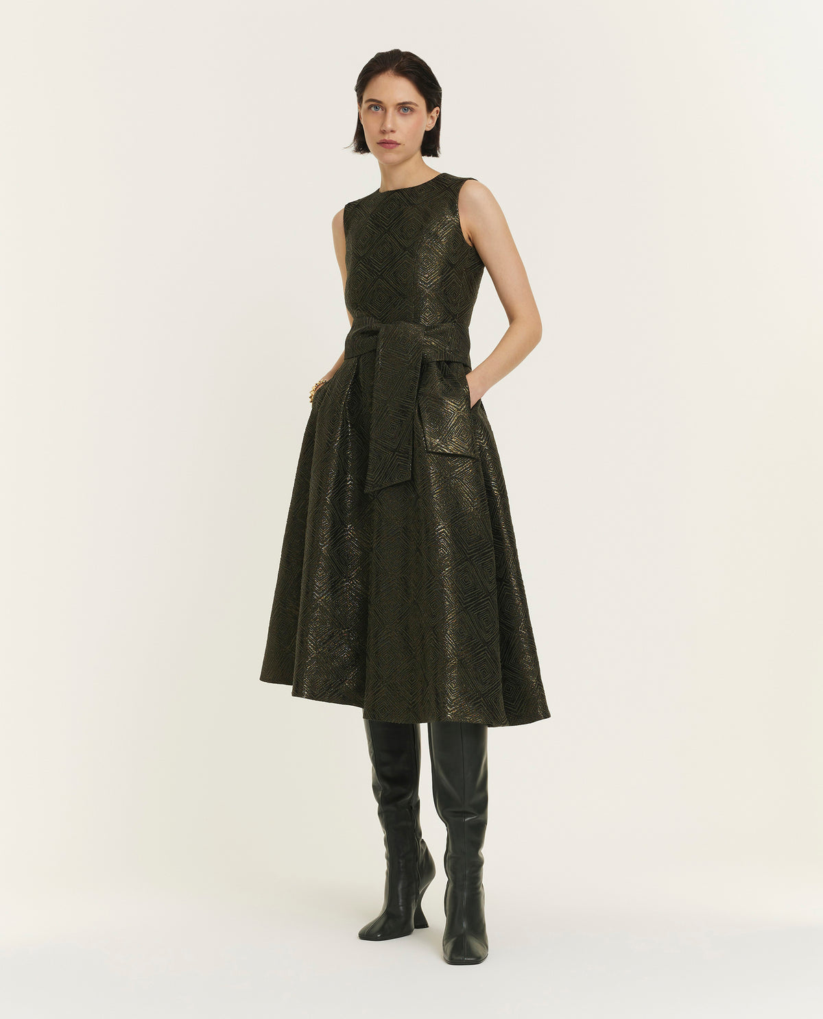 Midi jurk met ceintuur