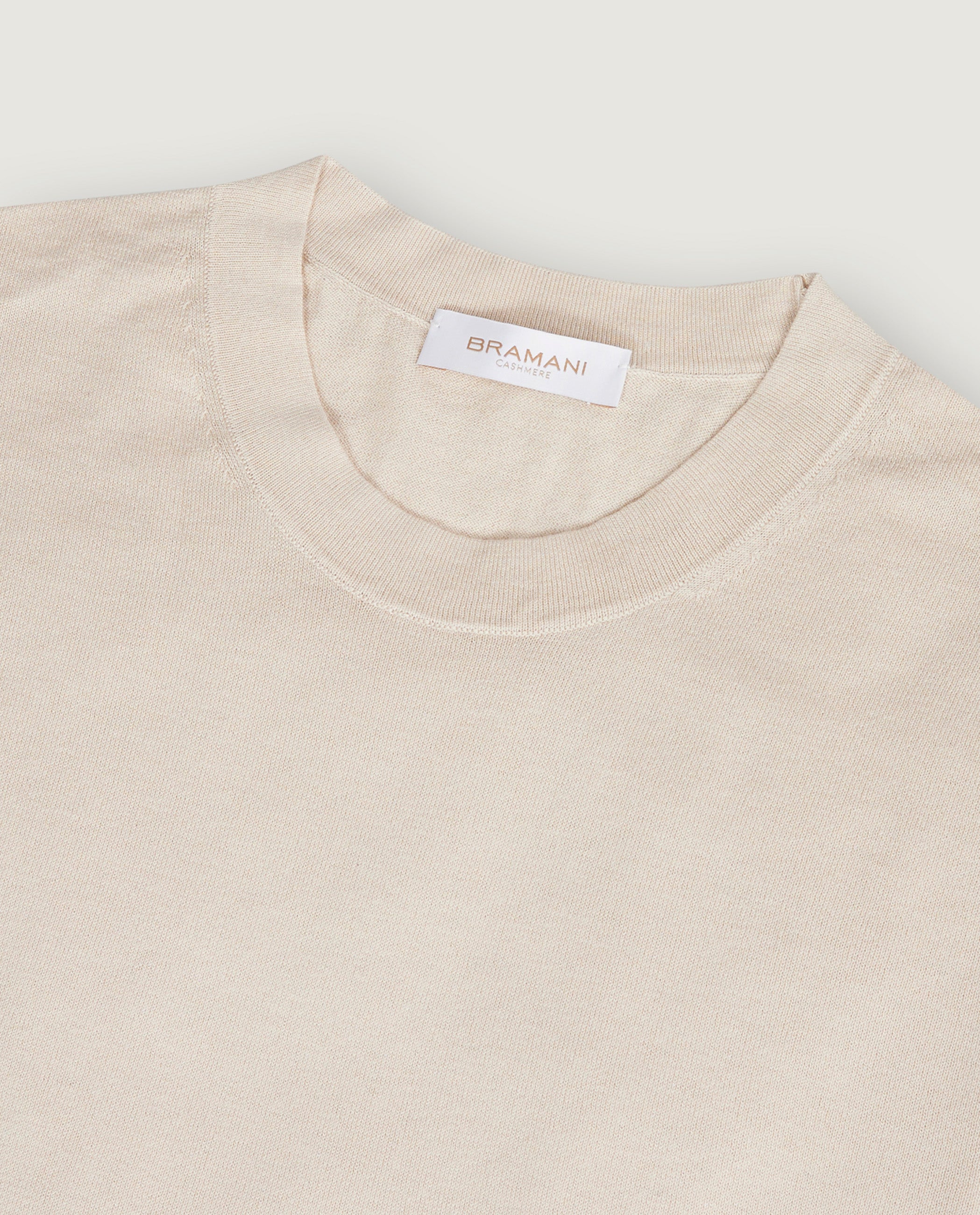 Katoen Zijde T-Shirt - Lichtbruin