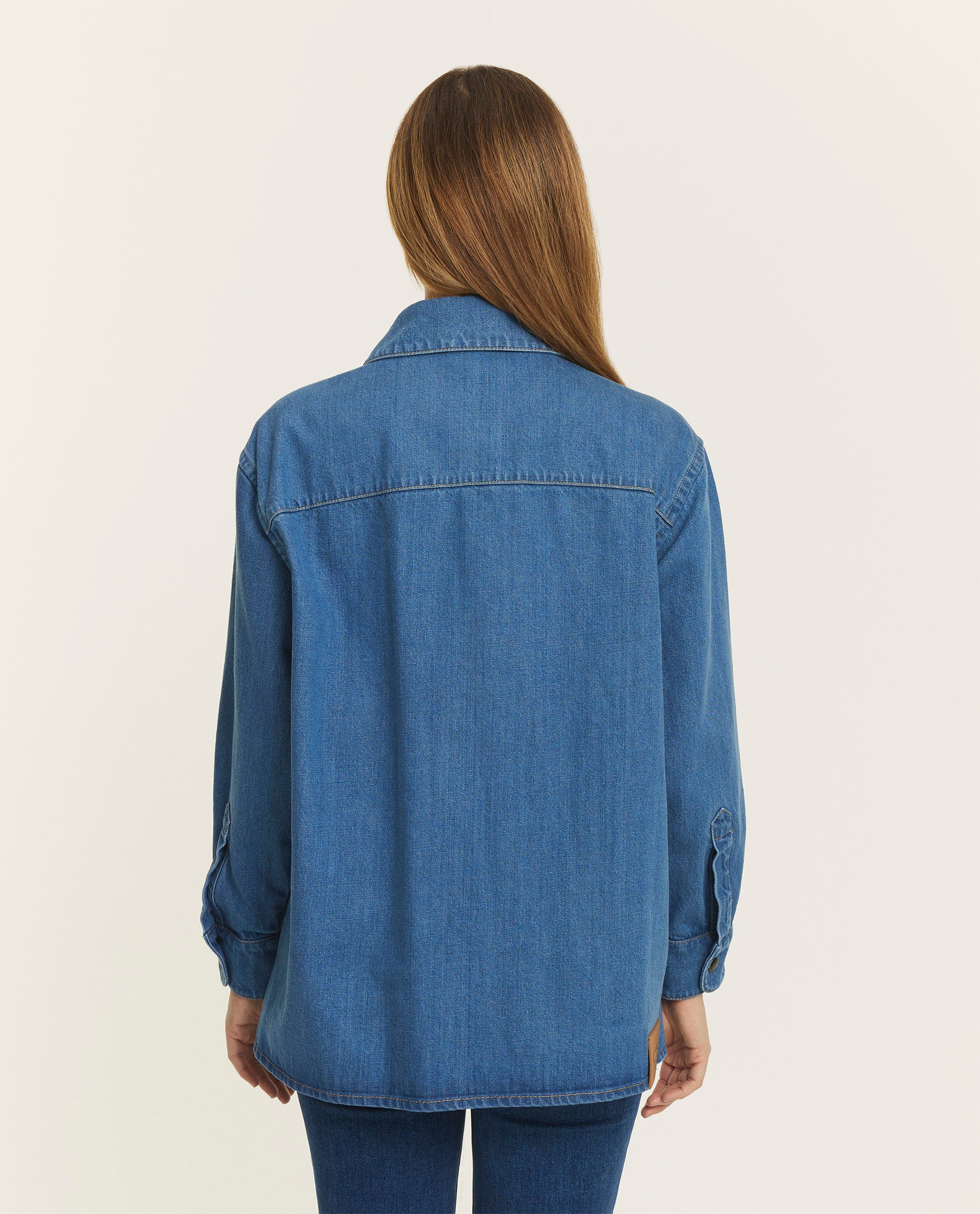 Cotton shirt with balloon sleeves